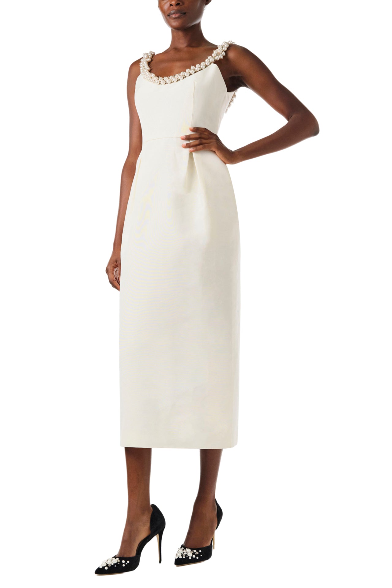 Pearl Embroidered Cocktail Dress 4 / Creme Pearl Embroidered Cocktail Dress 4 / Creme