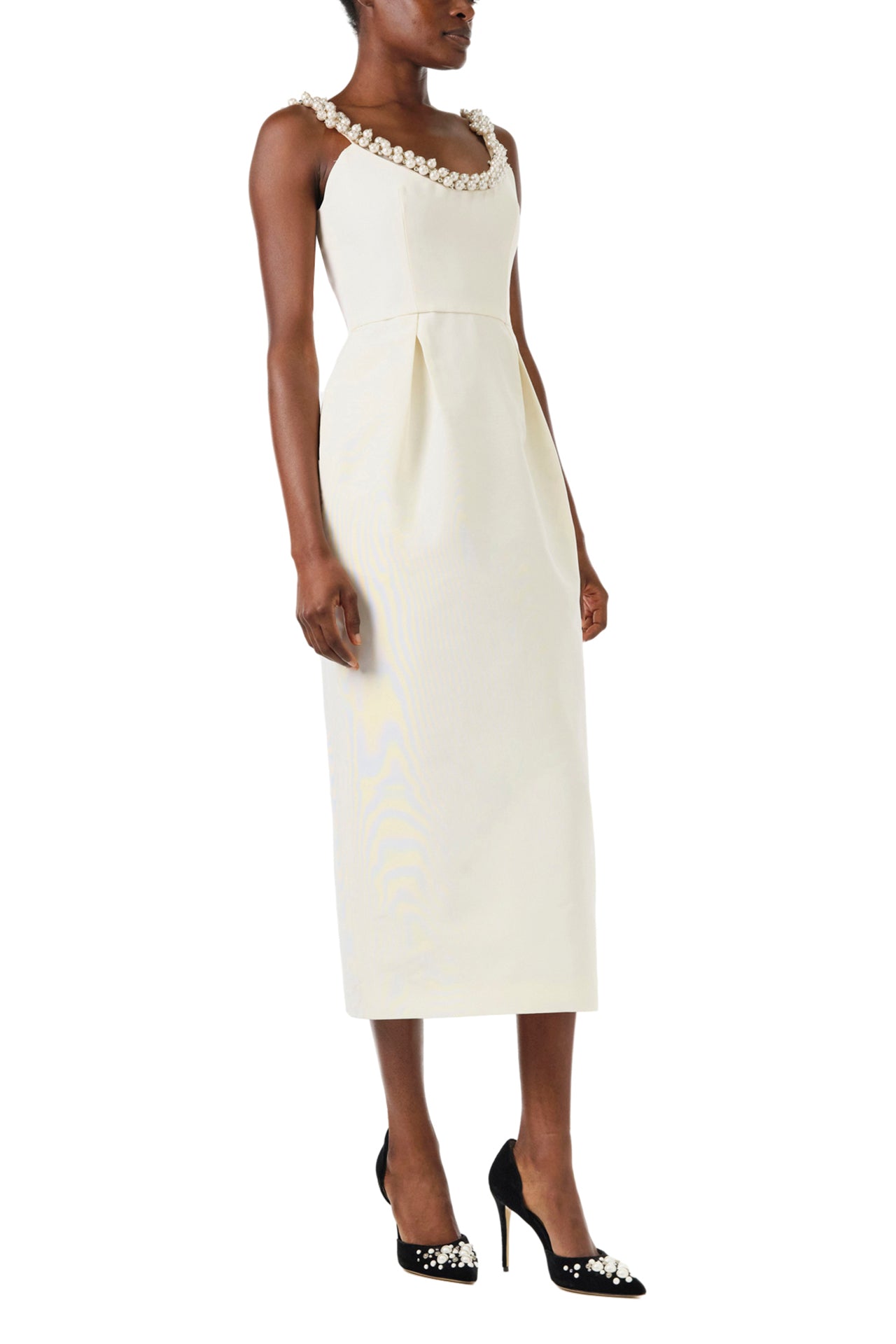 Pearl Embroidered Cocktail Dress 4 / Creme