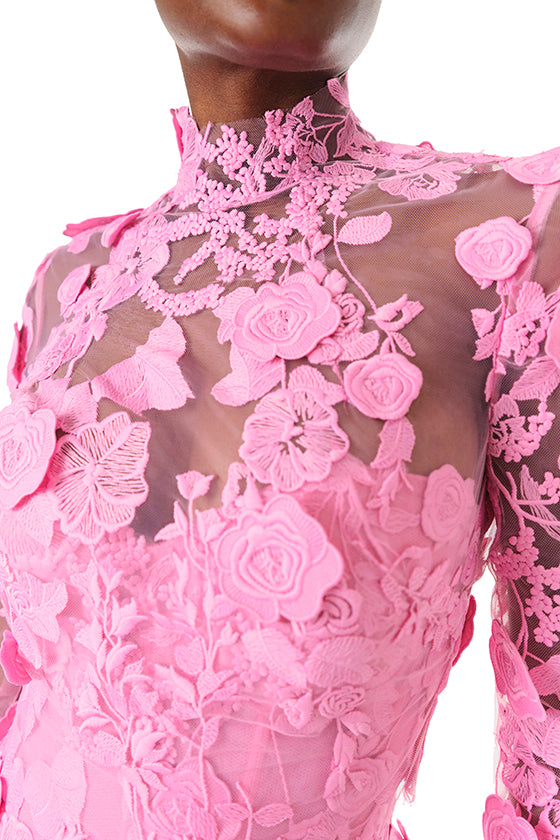 Long Sleeve Pink Lace Jacket 10 / Pink Carnation Long Sleeve Pink Lace Jacket 10 / Pink Carnation