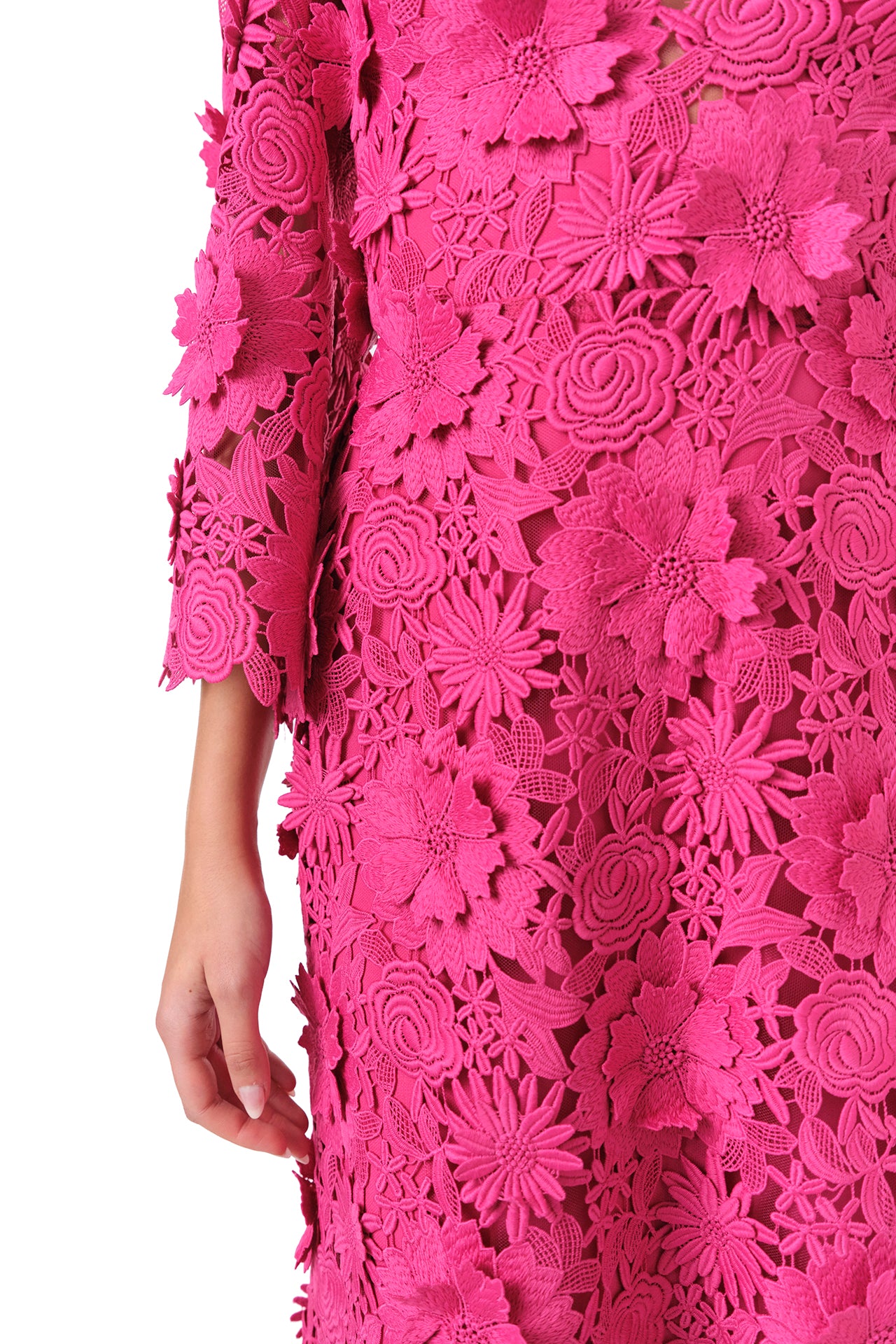 Pink lace bell sleeve dress hotsell