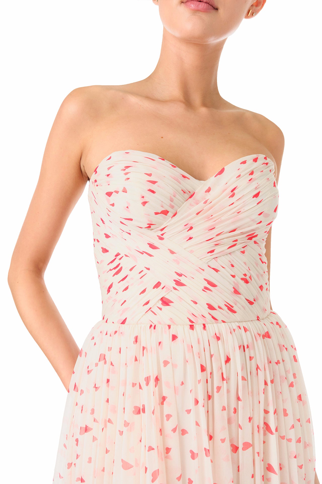 Heart Print Chiffon Gown 2 / Creme Multi Heart Print Chiffon Gown 2 / Creme Multi