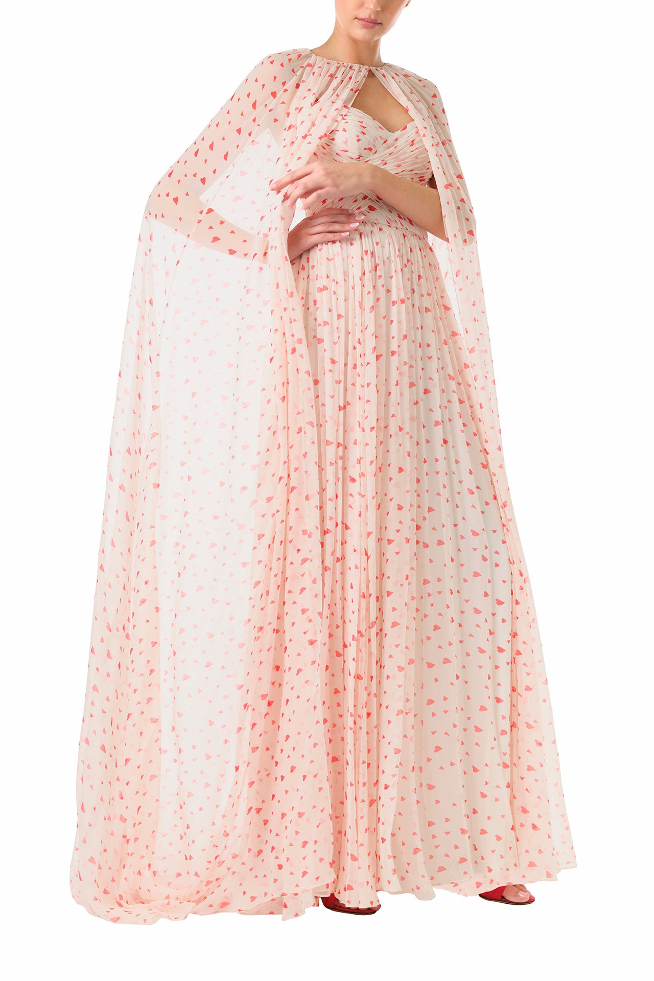 Heart Print Chiffon Gown Monique Lhuillier Heart Print Chiffon Gown Monique Lhuillier
