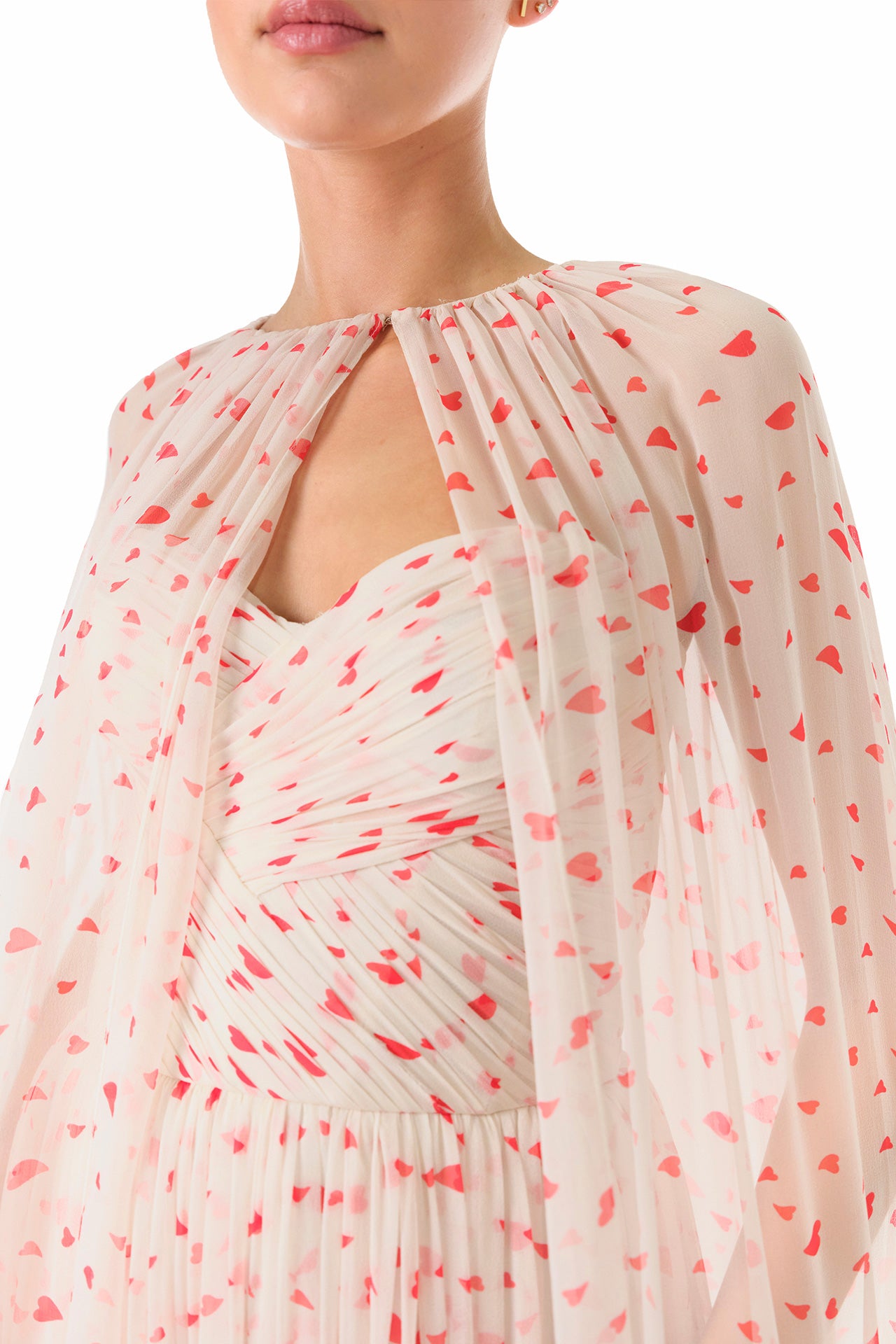 Heart Print Chiffon Cape Large / Creme Multi Heart Print Chiffon Cape Large / Creme Multi