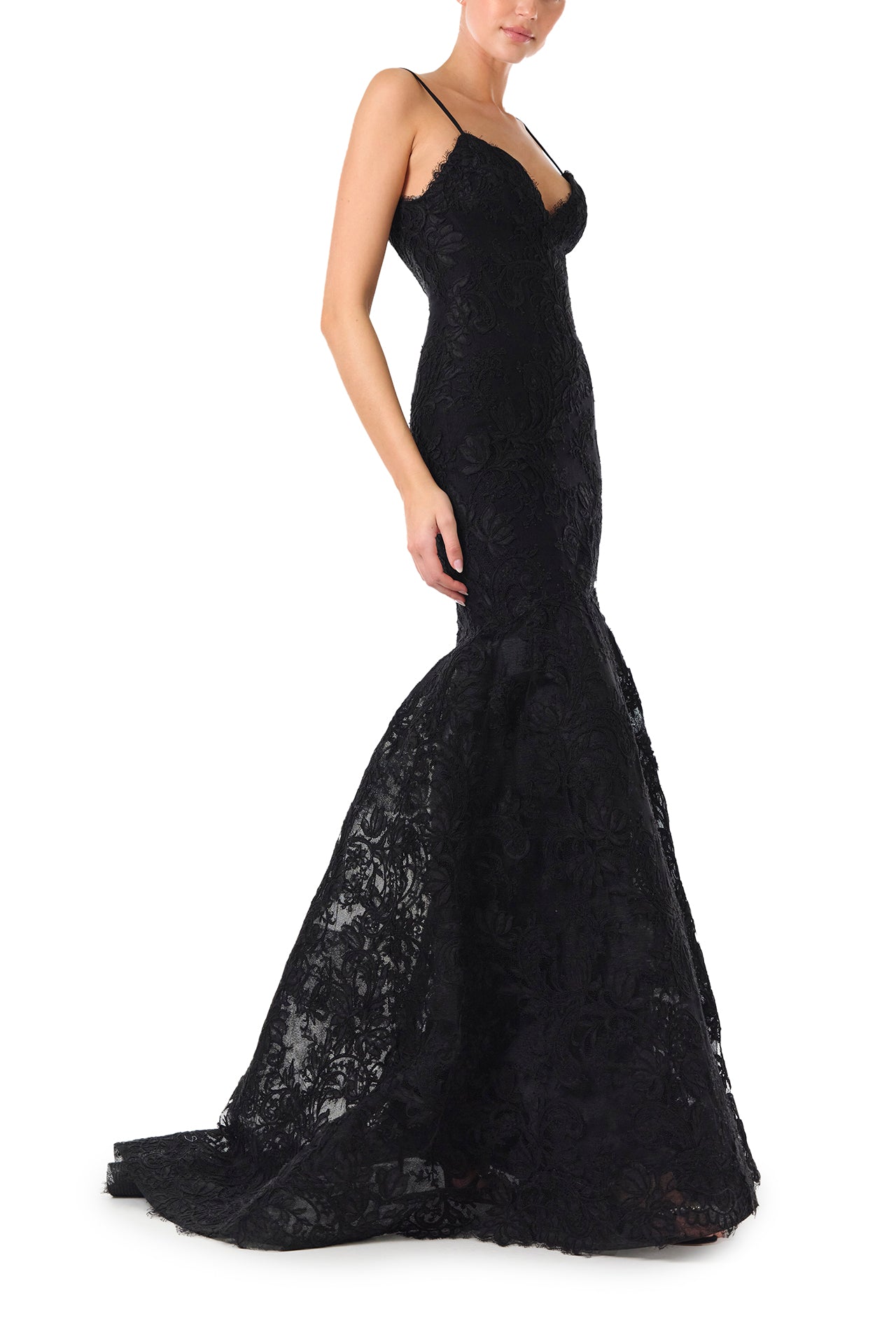 V-Neck Gown With Trumpet Skirt Monique Lhuillier V-Neck Gown With Trumpet Skirt Monique Lhuillier