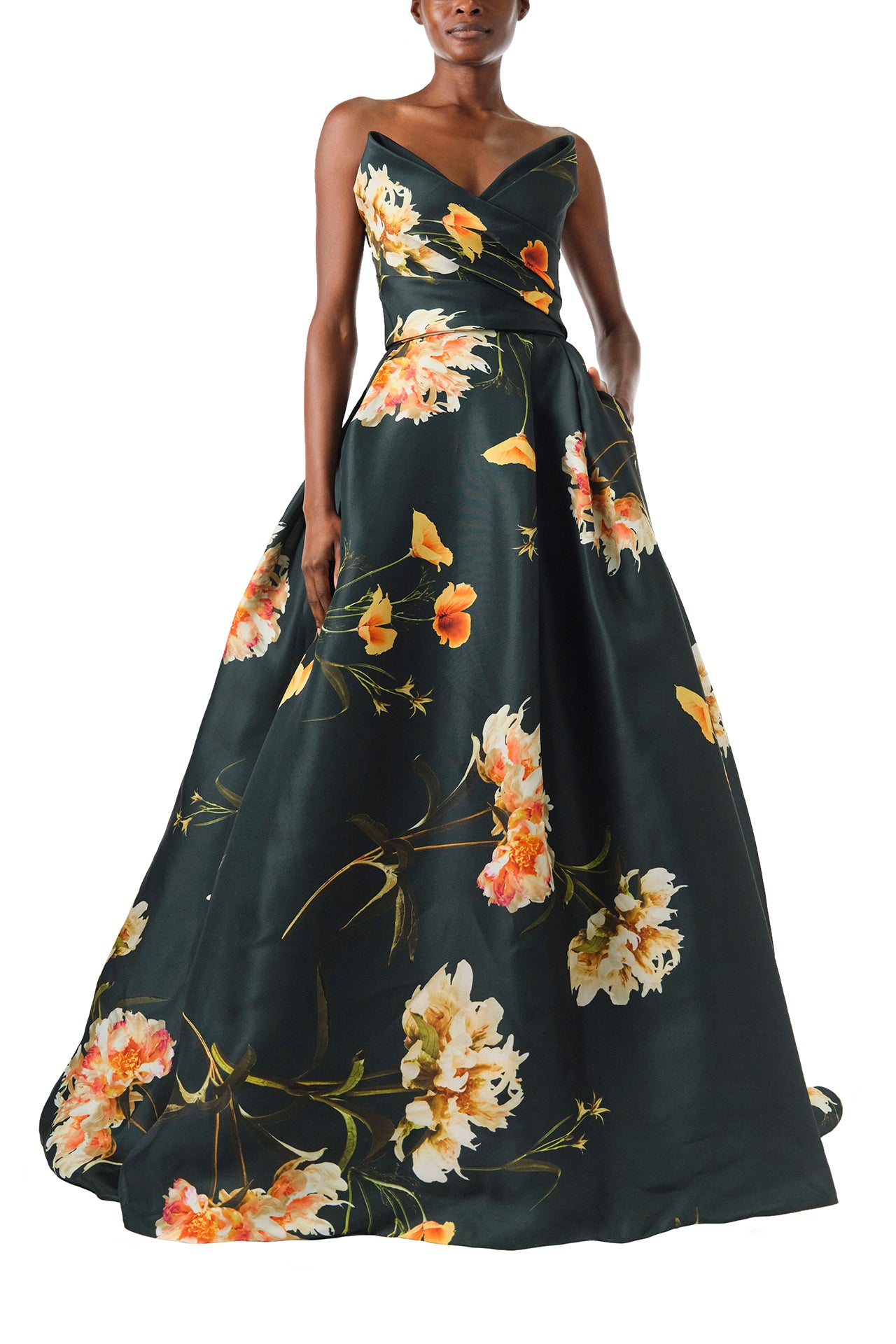 Floral print ball gown dress hotsell