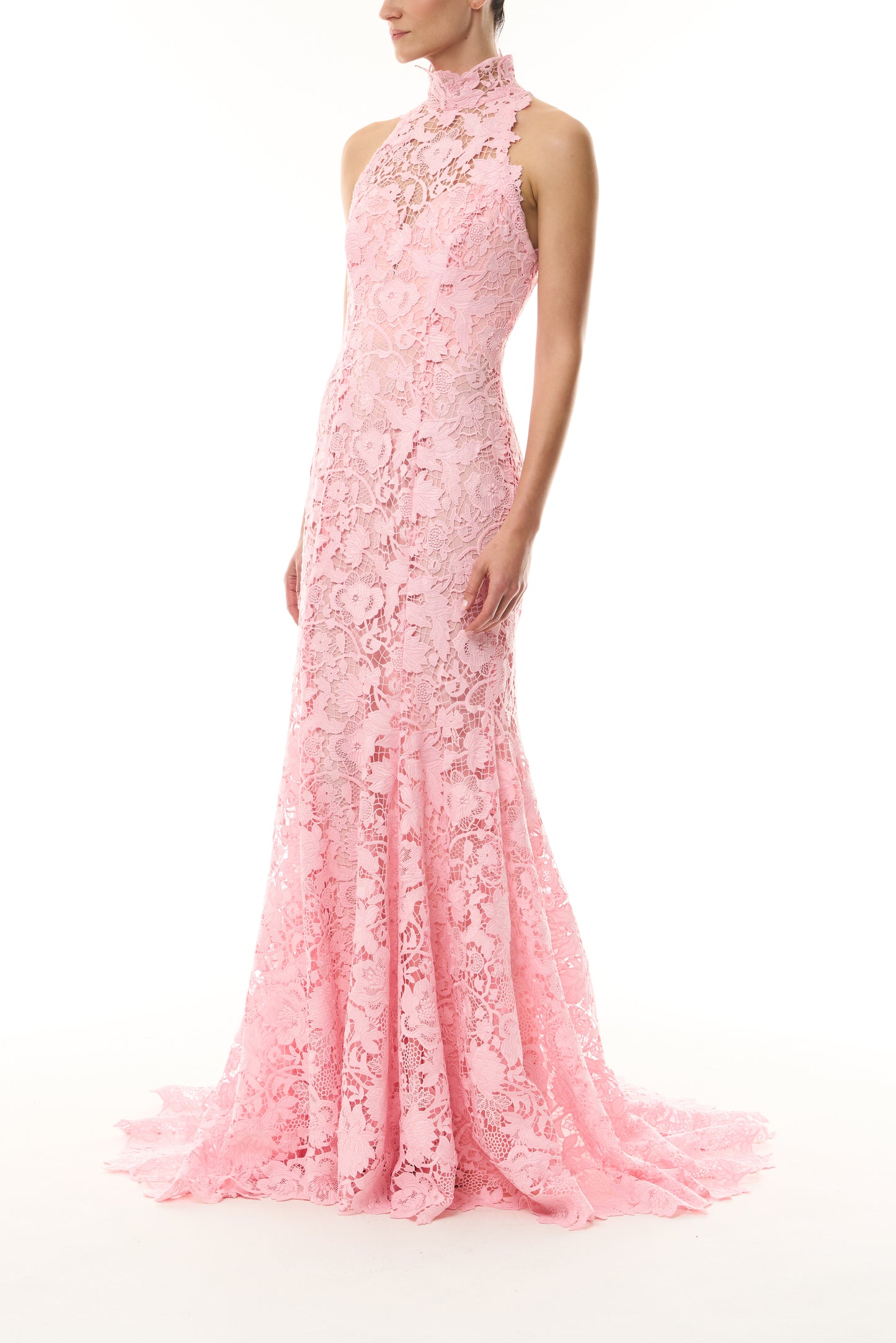 Lace Halter Trumpet Gown 18 / Carnation
