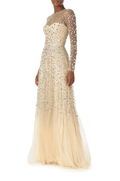 Crystal Embroidered Illusion Gown