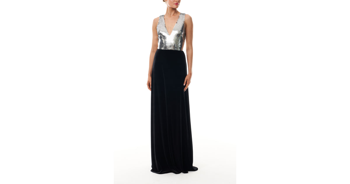 Sequin Velvet V-Neck Gown – Monique Lhuillier