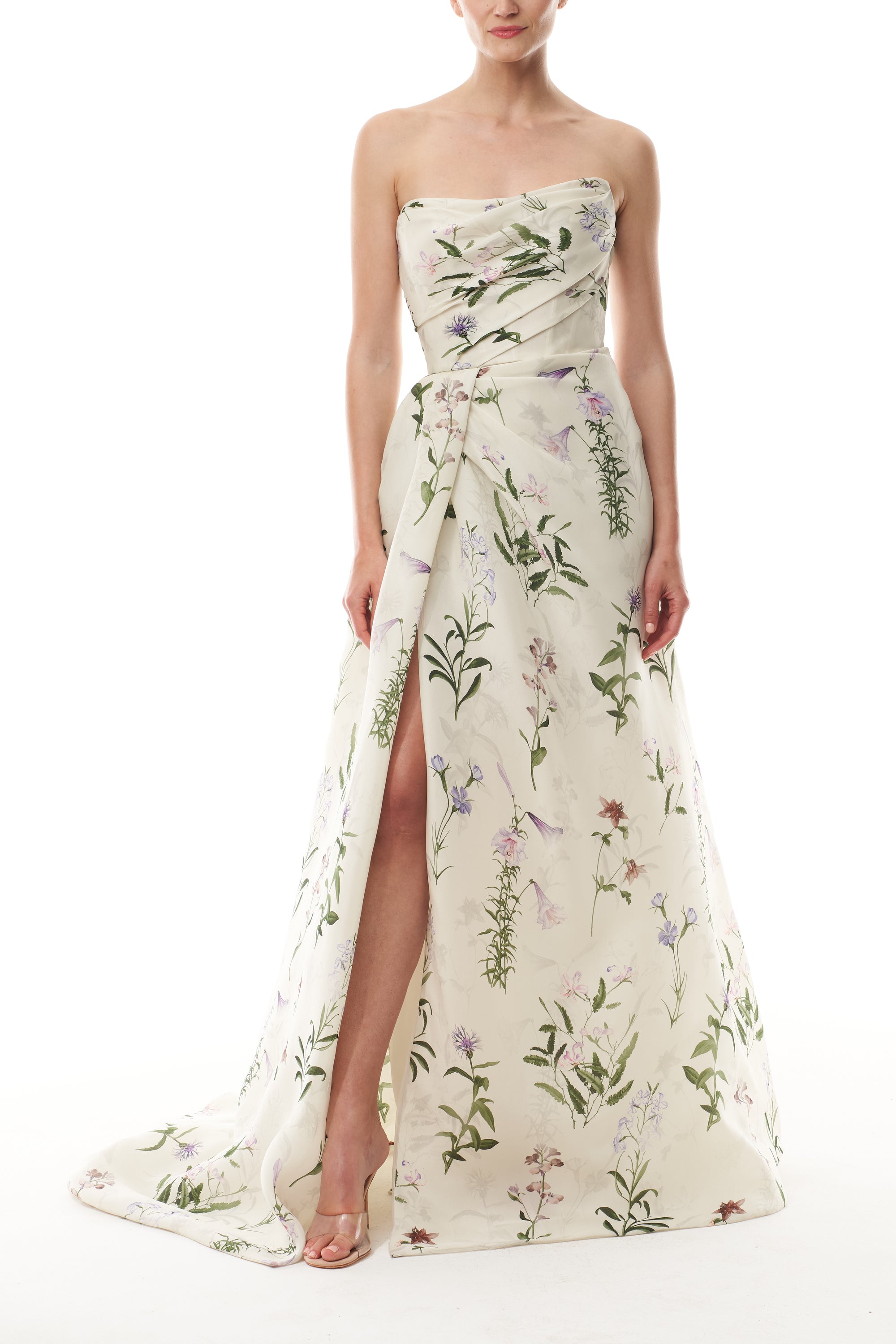 Floral Gazar Draped Gown 10 / Floral Multi Floral Gazar Draped Gown 10 / Floral Multi