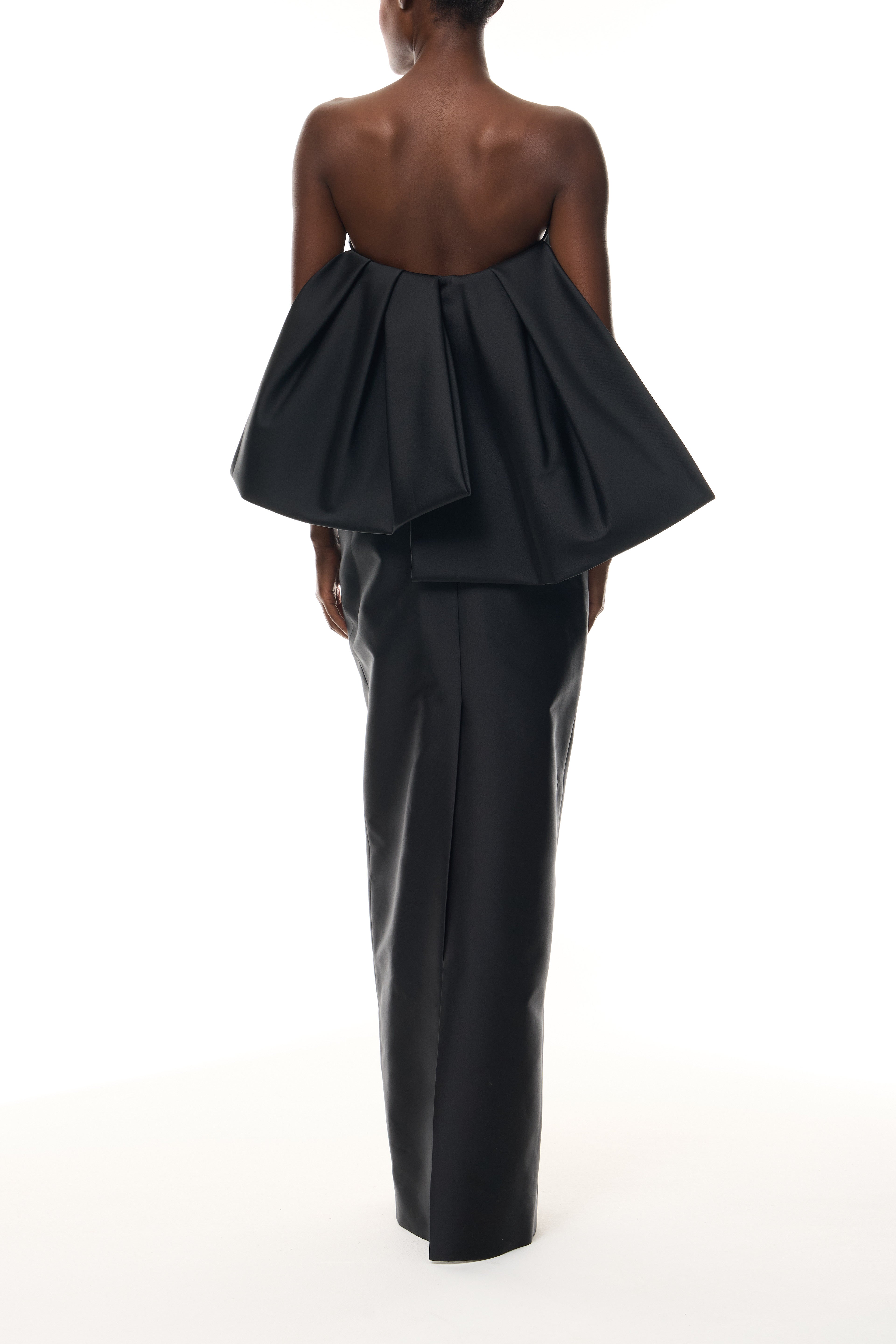 Noir Bow-Draped Column Gown – Monique Lhuillier