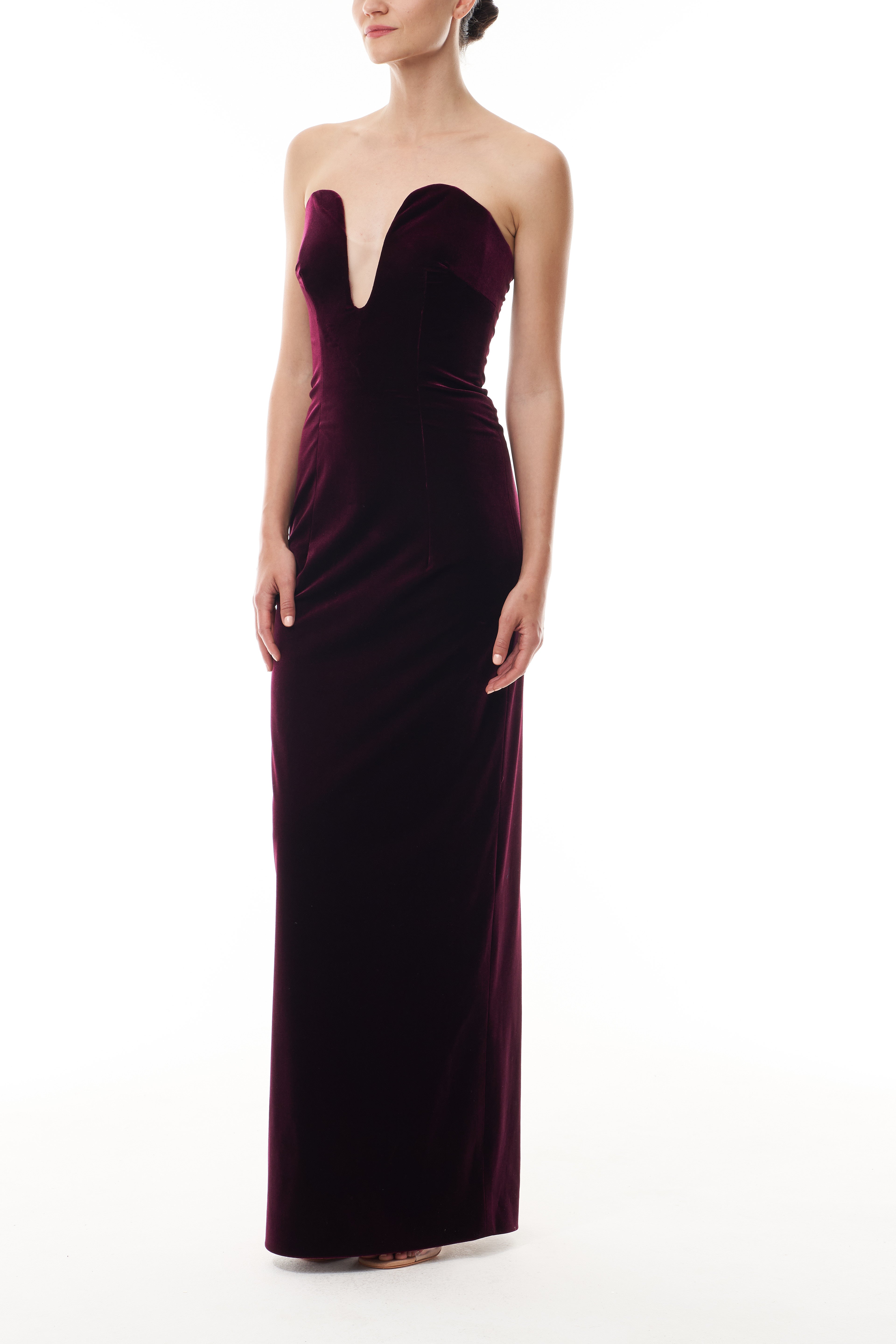 Stretch Merlot Velvet Gown 6 / Merlot