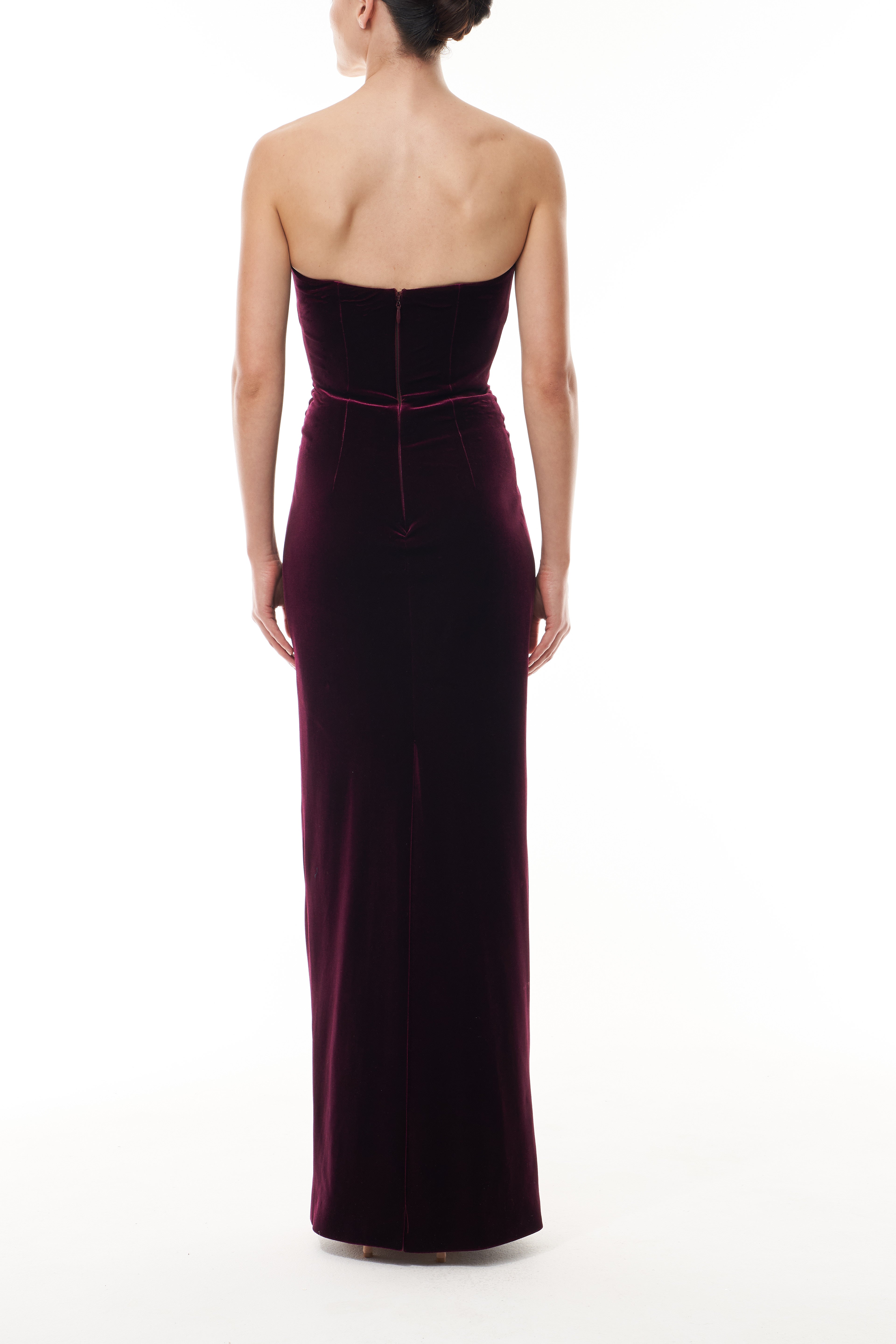 monique lhuillier velvet bodice appliqu tulle cocktail dress Strapless Velvet Cocktail Dress 6 / Noir