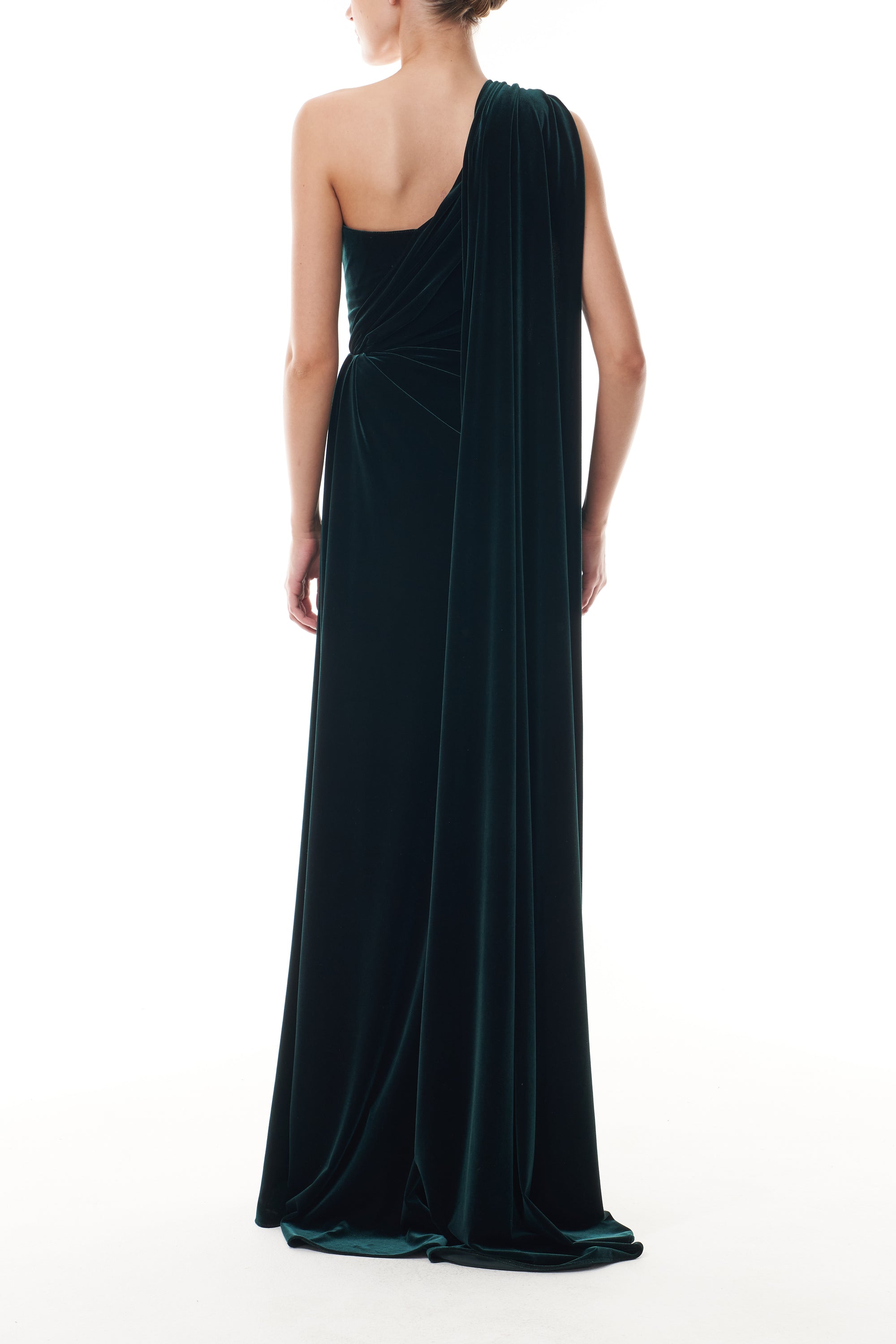 One Shoulder Deep Green Velvet Gown 6 / Deep Green One Shoulder Deep Green Velvet Gown 6 / Deep Green