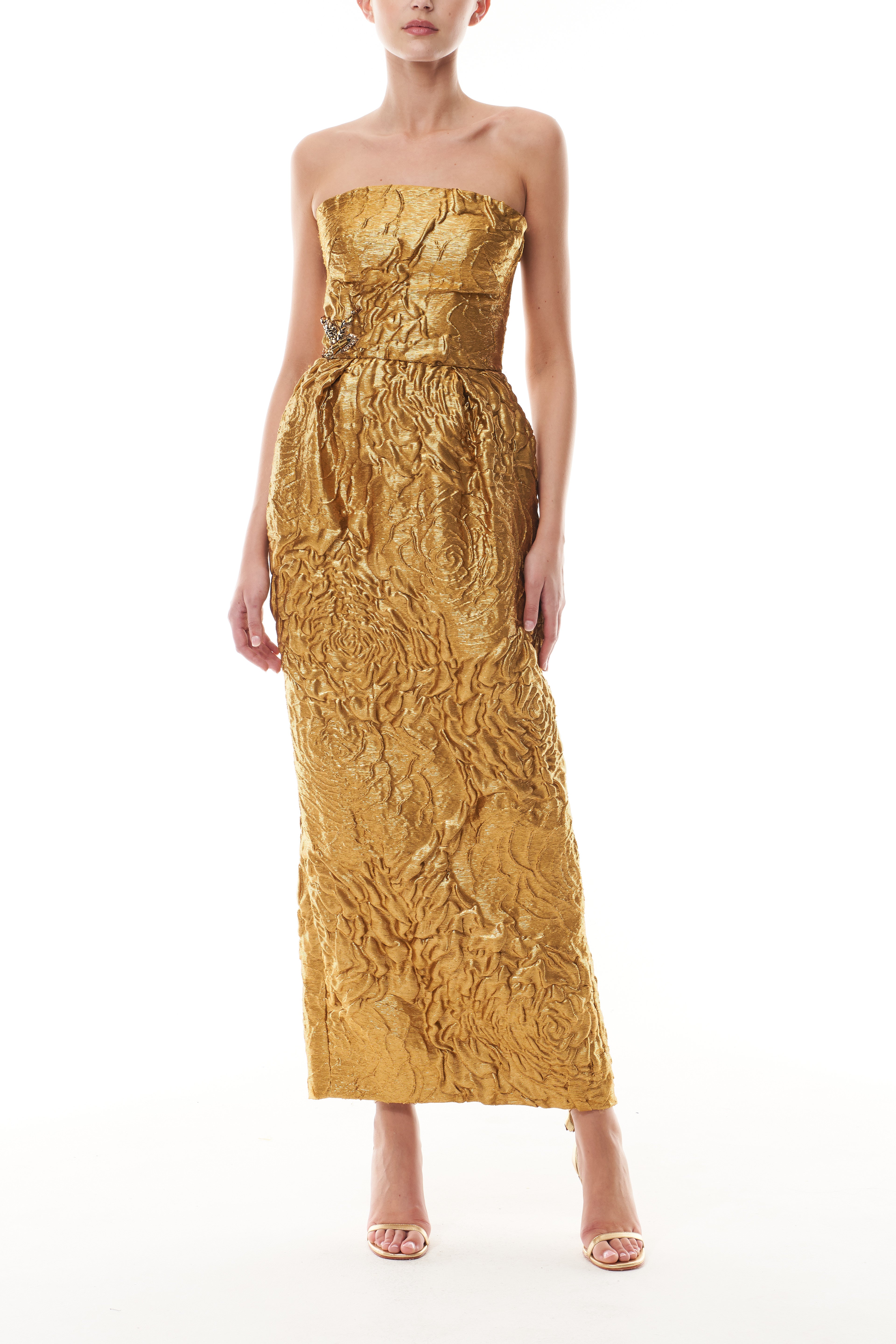 Monique Lhuillier ゴールドオープントゥハイヒール Monique Lhuillier ゴールドオープントゥハイヒール