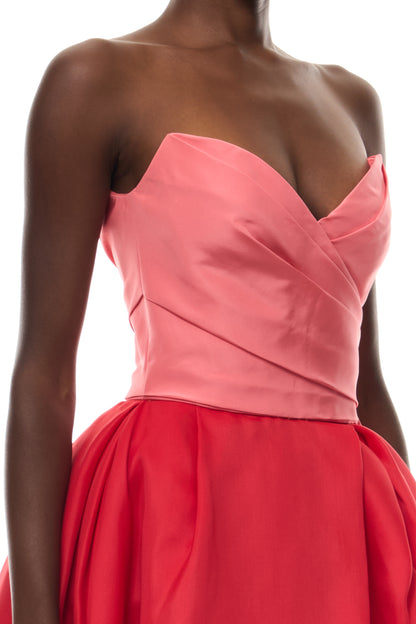 Monique Lhuillier Spring 2026  Plumeria/Poppy Faille/Gazar Strapless draped bodice gown with tufted skirt - fabric.