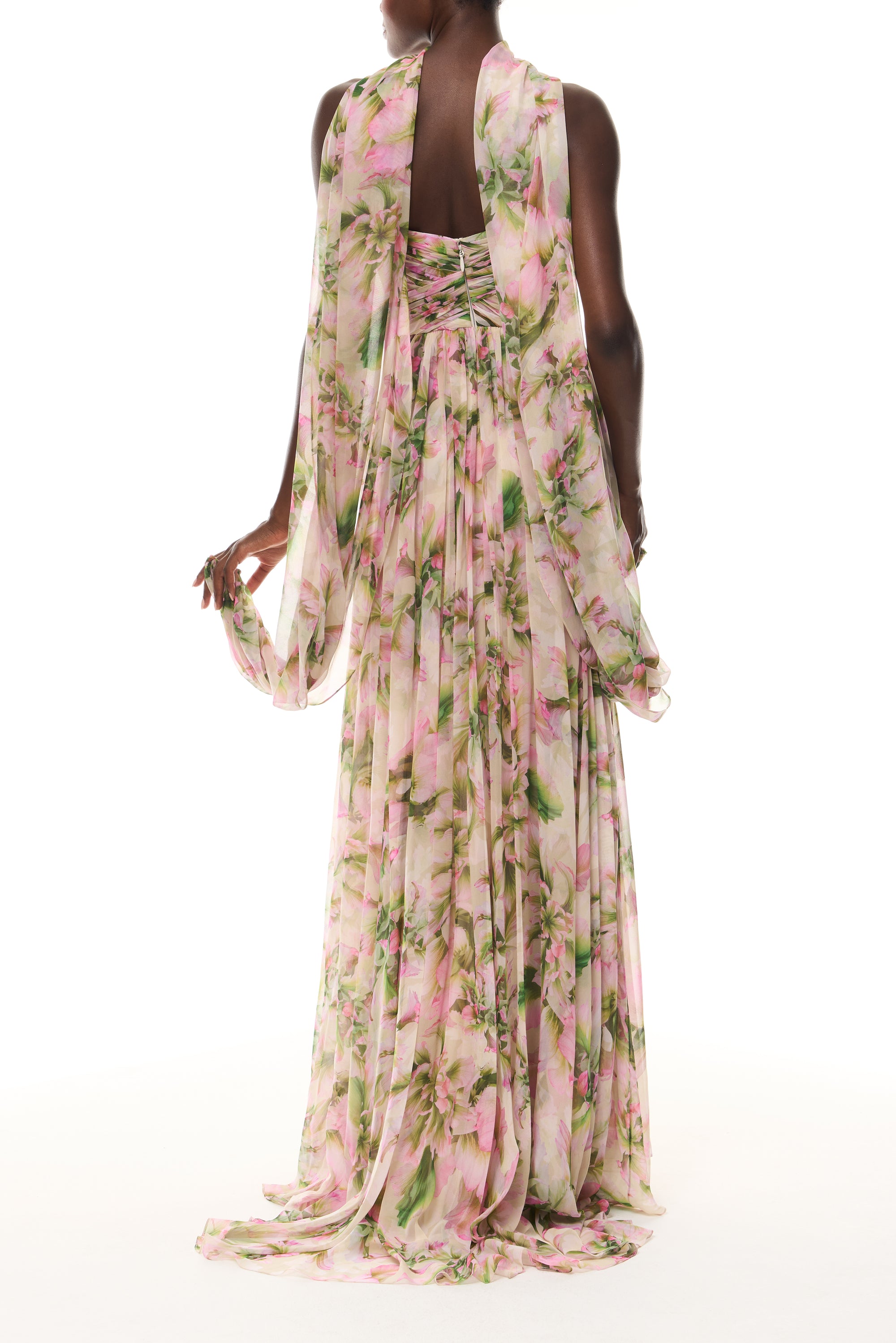 Tulip Chiffon Gown with Shawl – Monique Lhuillier