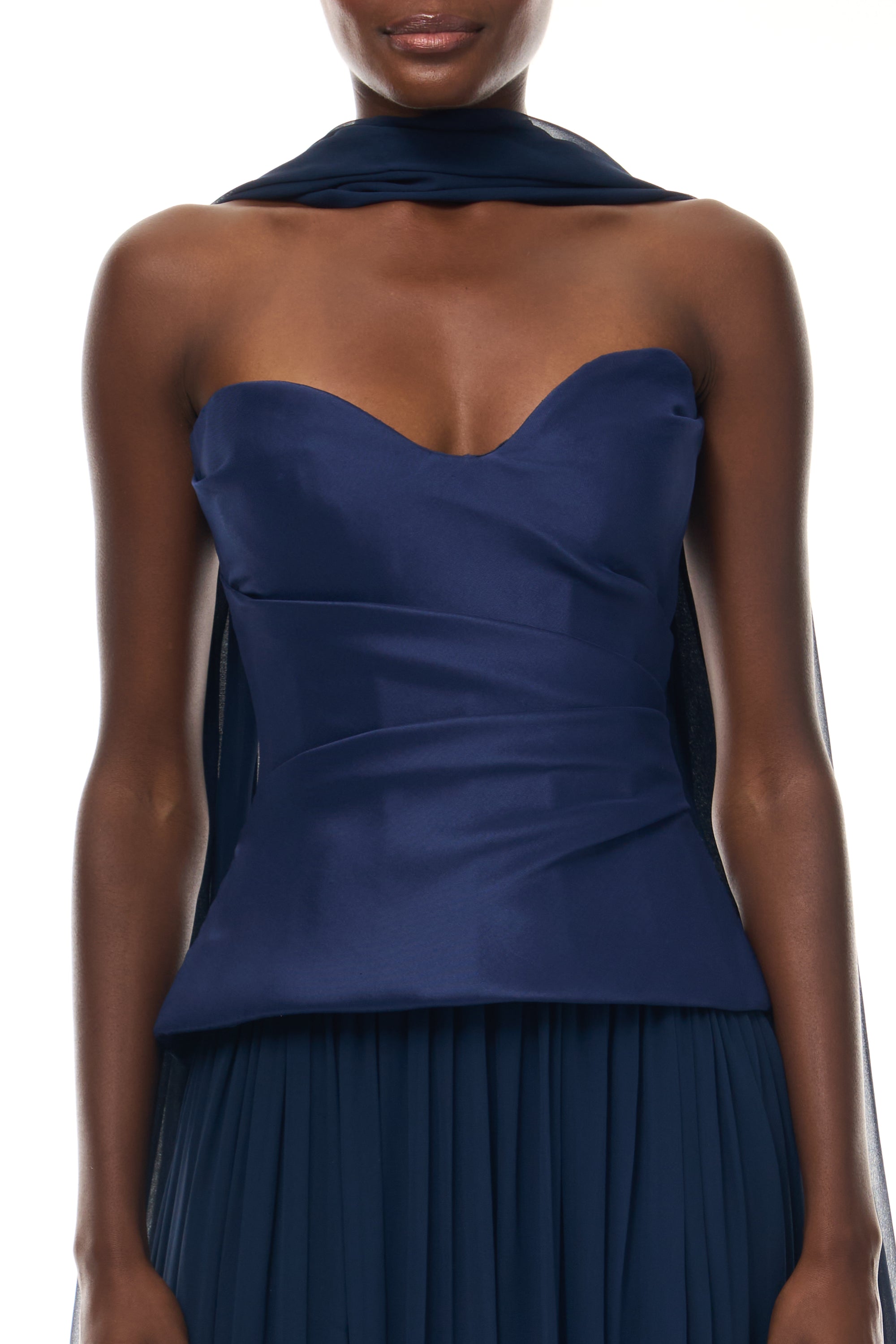 Drop Waist Corset Gown with Shawl 6 / NAVY Drop Waist Corset Gown with Shawl 6 / NAVY