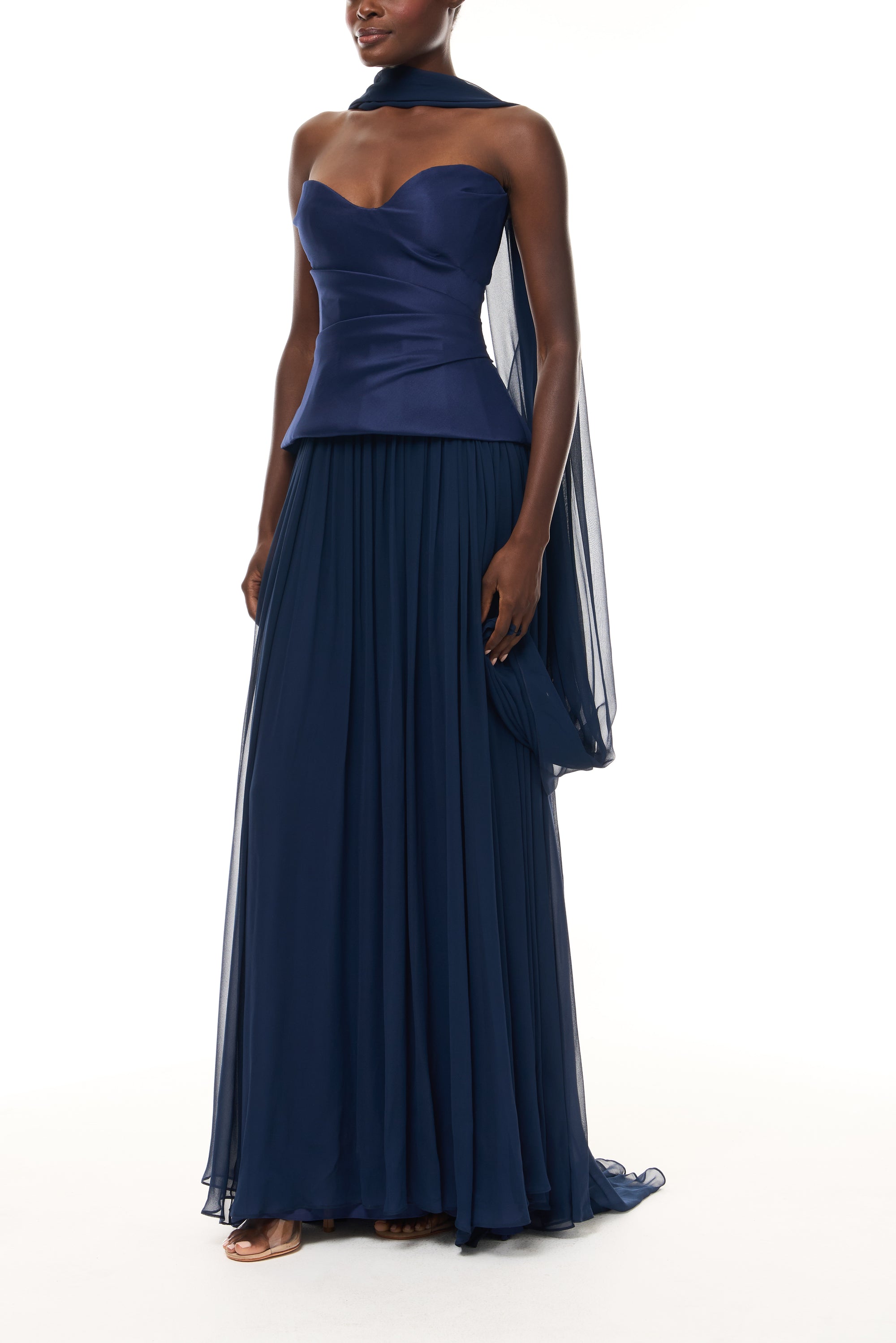 Drop Waist Corset Gown with Shawl 6 / NAVY