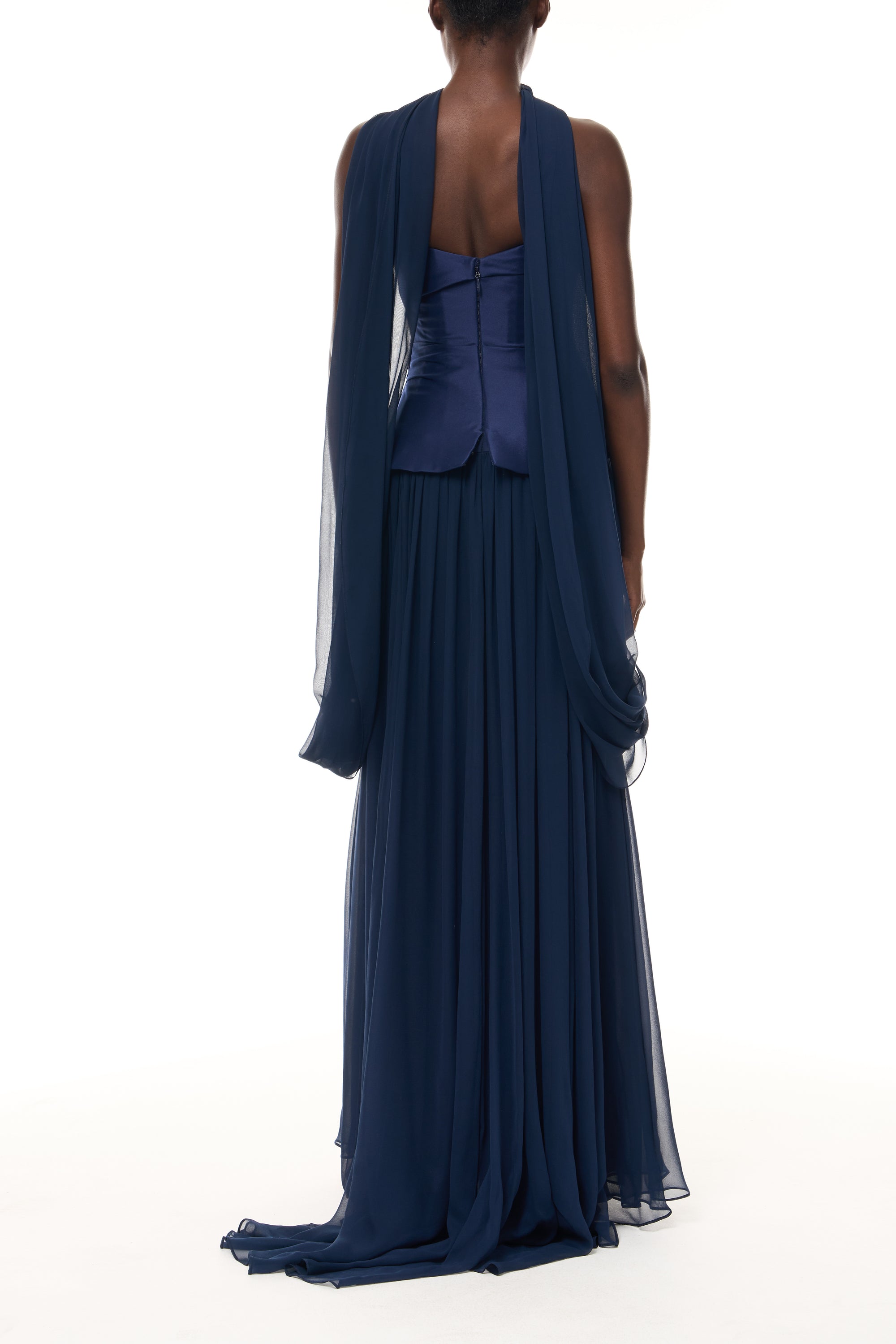 sachin and babi light blue dress Flowy Sheer Layered Maxi Dress with Dropped Hem – Bronze L / Brown