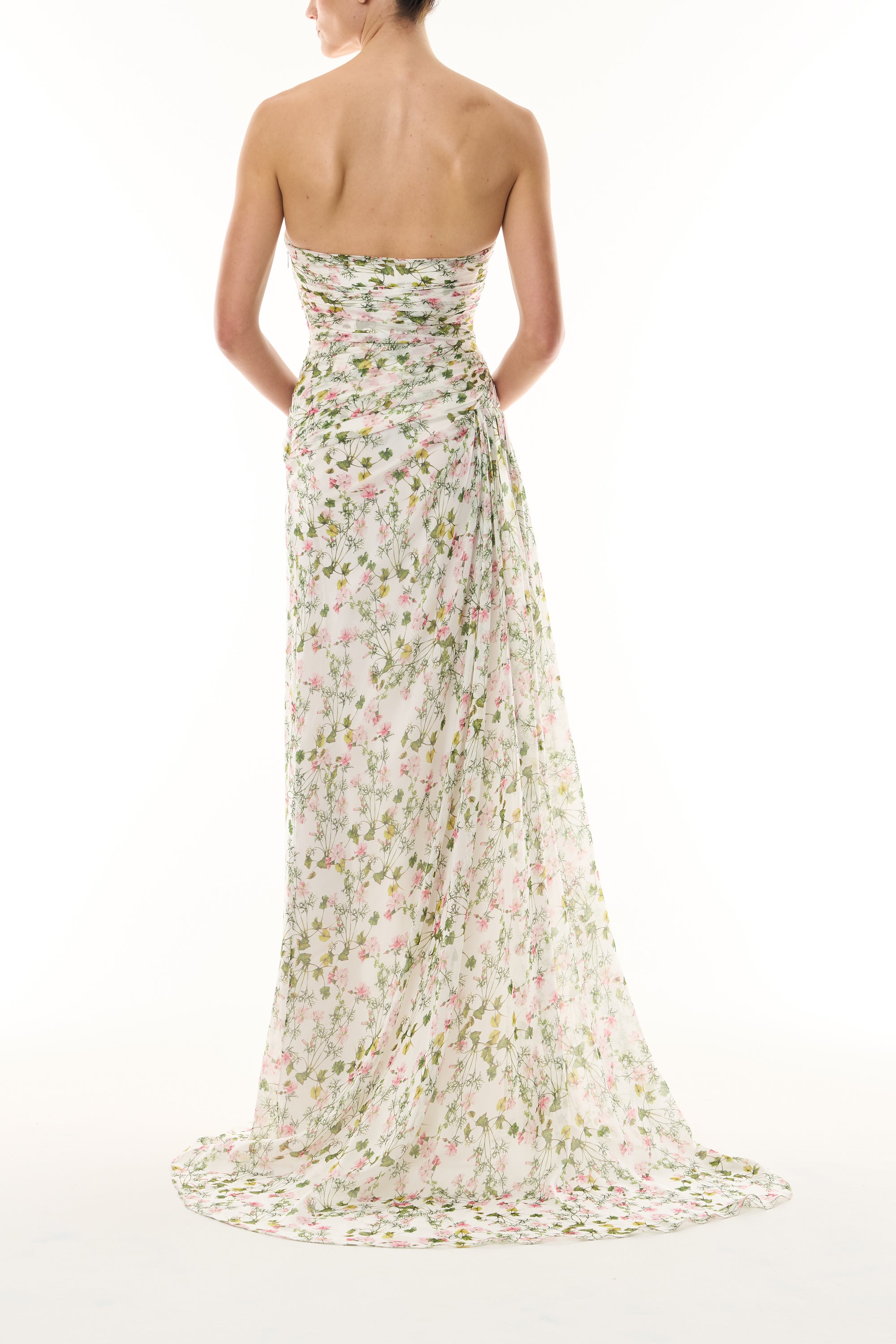 Floral Chiffon Gown 10 / Silk White Multi