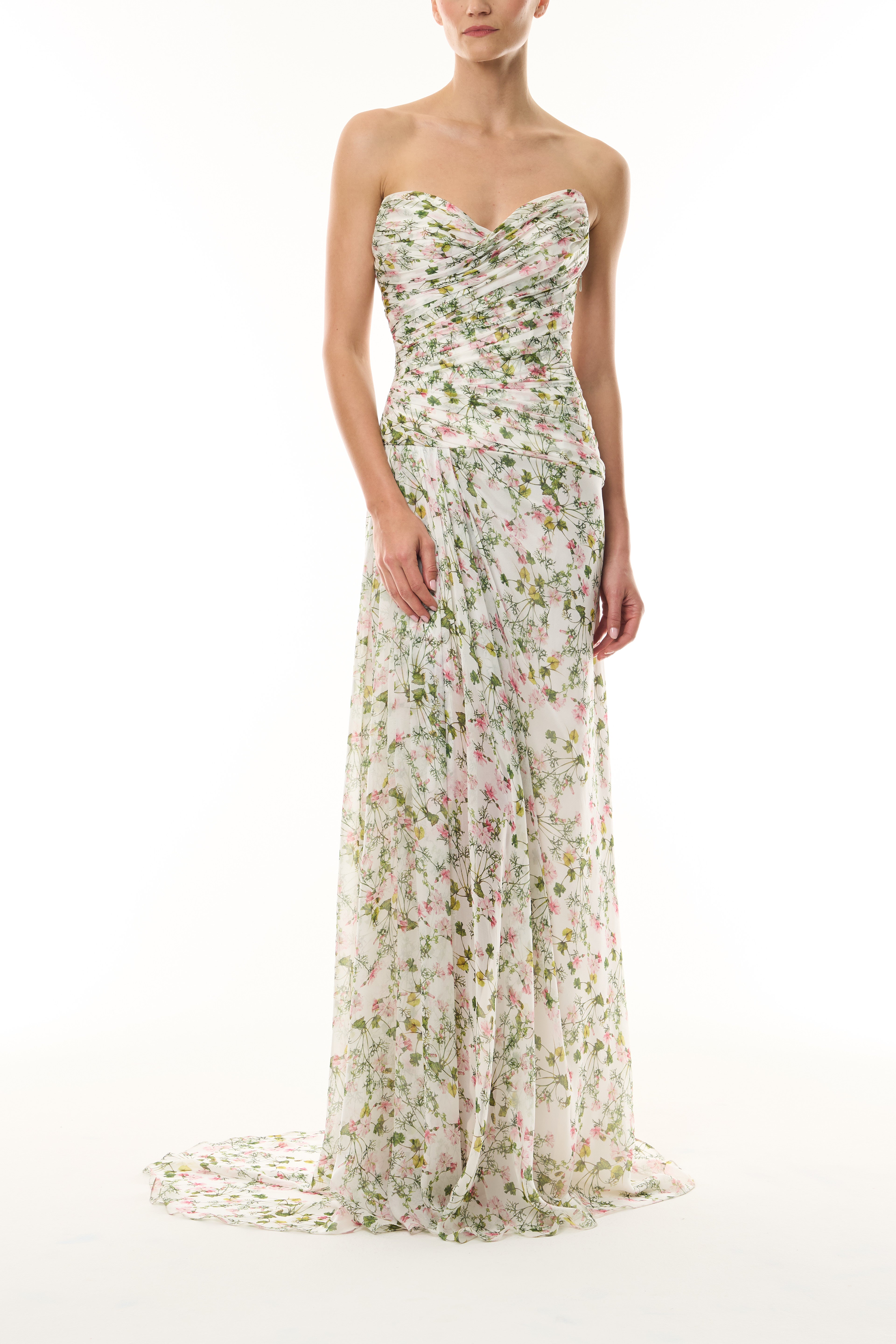 Floral Chiffon Gown 10 / Silk White Multi