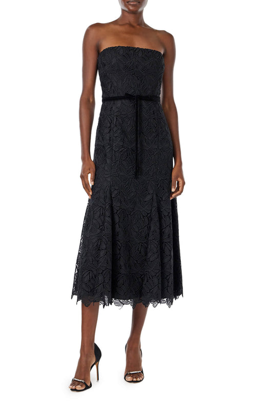 Sleeveless Tie Waist Jacquard Midi Dress ML MONIQUE LHUILLIER – AshleyCole  Boutique