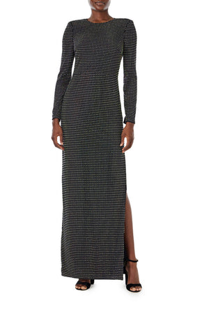 Long Sleeve Crystal Net Dress