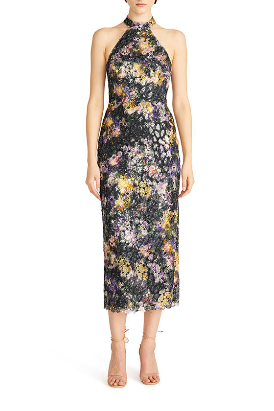 Ml monique lhuillier floral lace discount midi dress