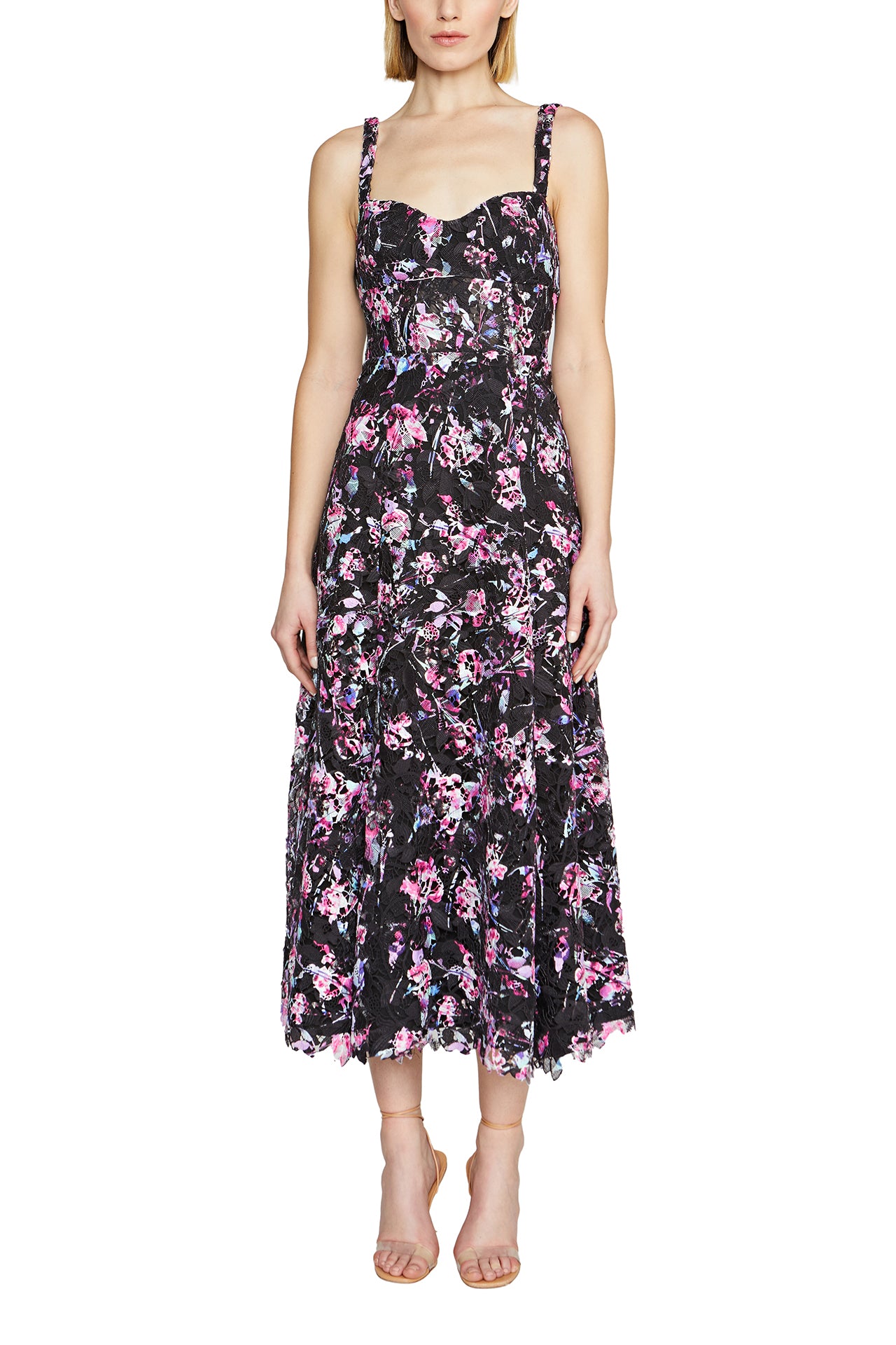 Ml monique lhuillier floral overlay dress hotsell