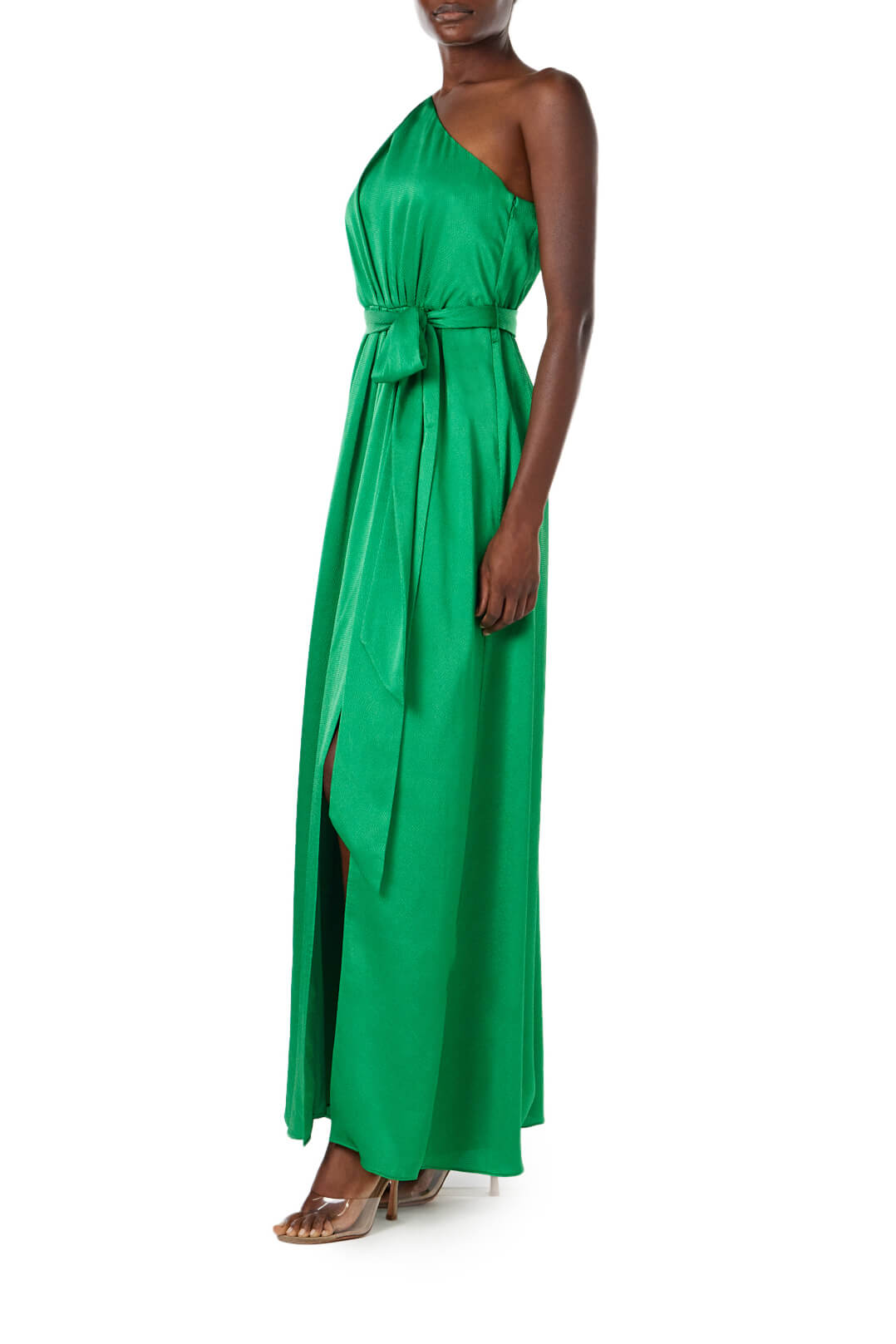 Ml monique lhuillier satin discount one shoulder cutout gown