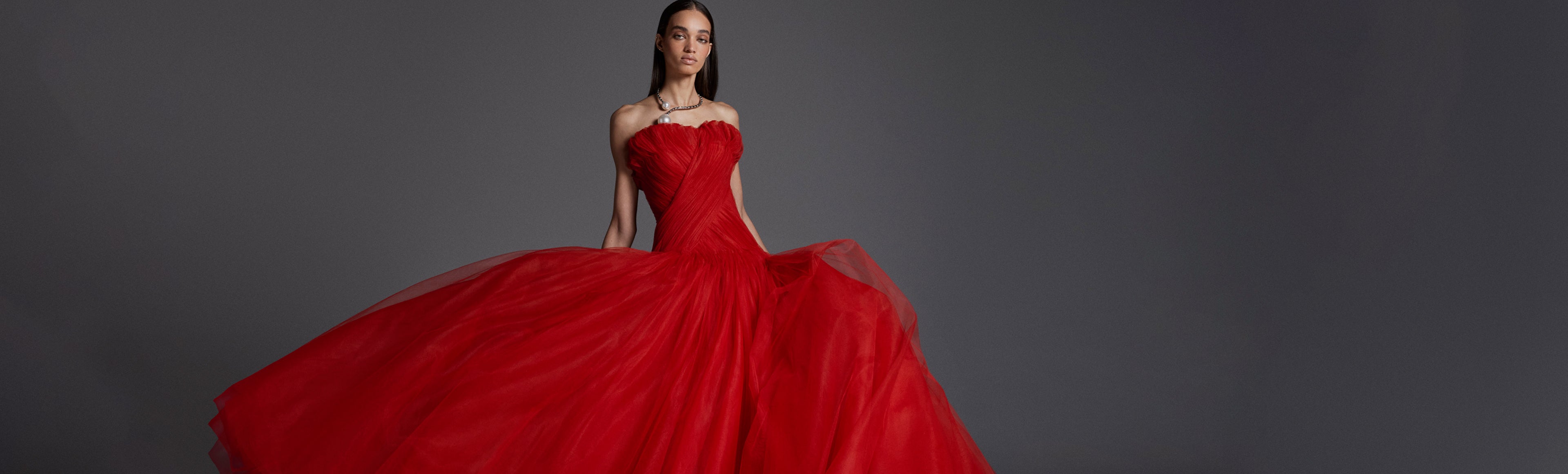 Monique Lhuillier Fall 2026 Siren French tulle strapless draped torso ballgown - lookbook.
