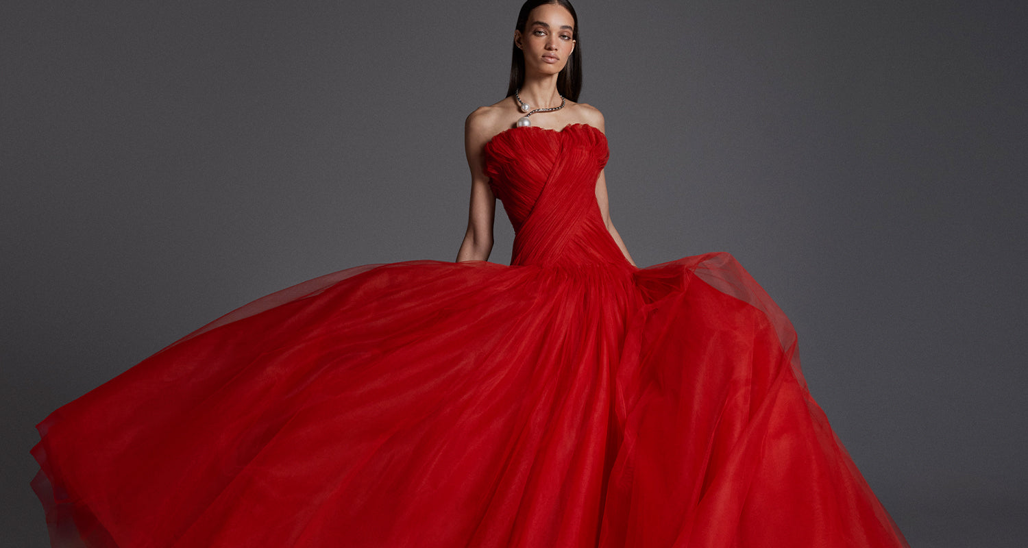 Monique Lhuillier Fall 2026 Siren French tulle strapless draped torso ballgown - lookbook.