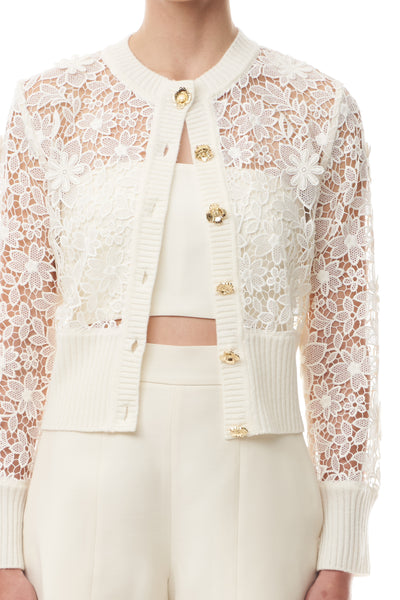 トップス Kiki lace cardigan set tops color white K25225-102-SILKWHITE-