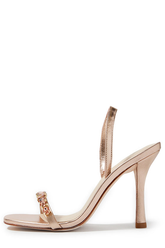Sandals with heels and straps in gold metallic leather | Jonak