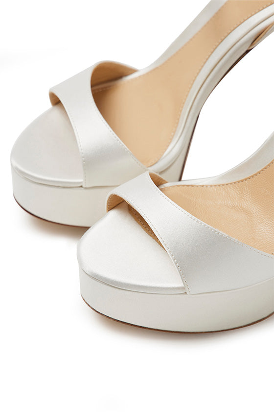 Monique Lhuillier Khloe platform heels in white satin