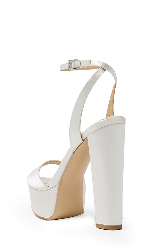 White satin platform clearance heels