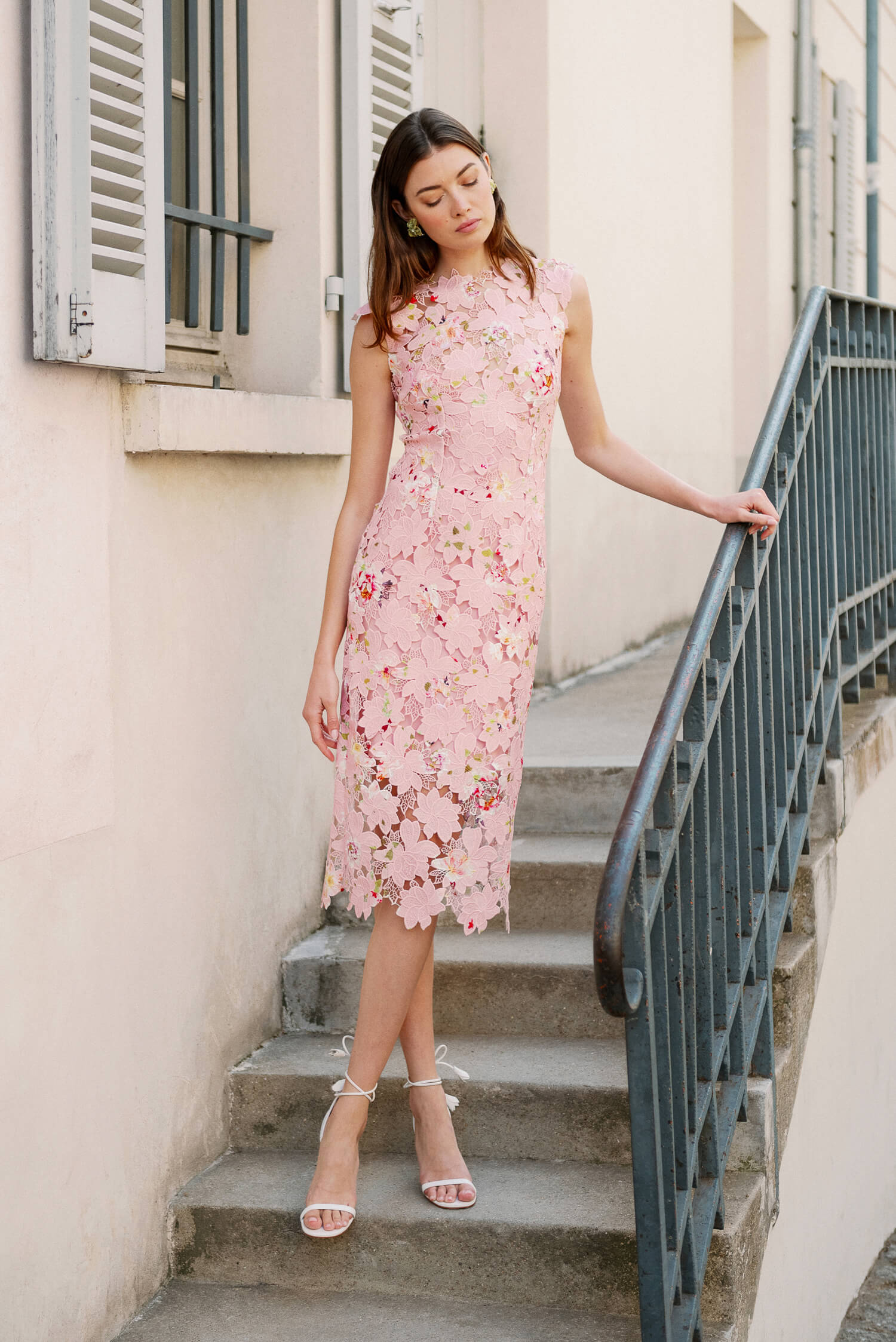 Printed Lace Day Dress Monique Lhuillier