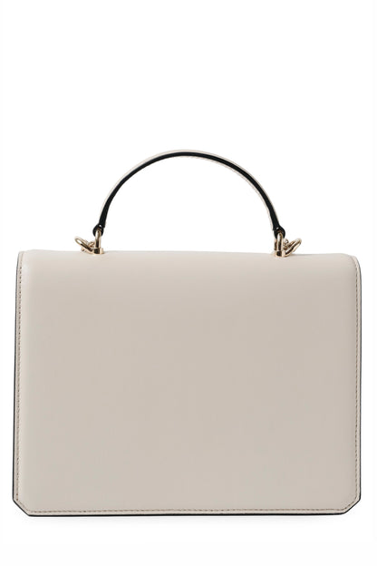 Nappa leather top handle shoulder bag with light gold-tone chain strap in Cream- back