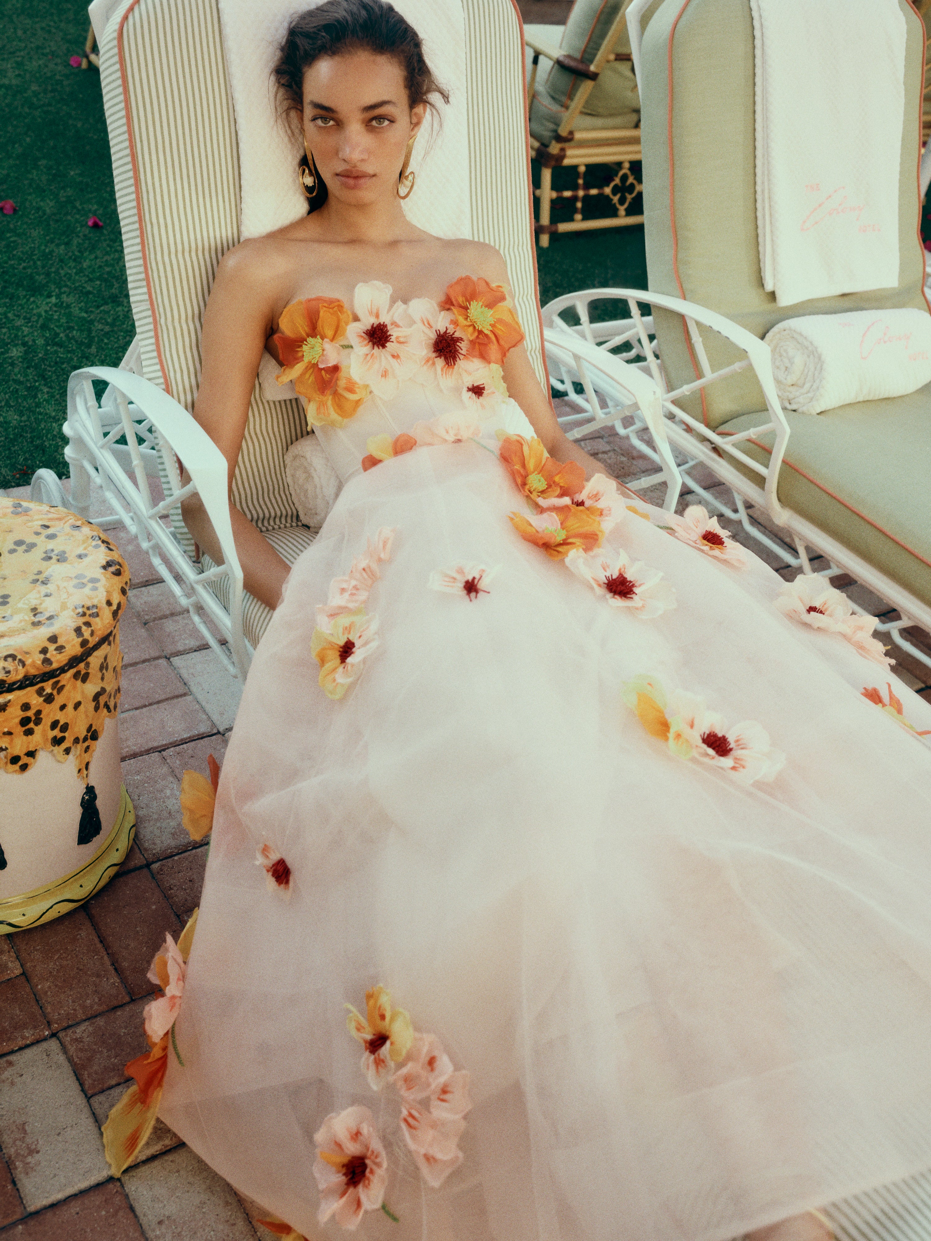 Poppy Embroidered Tea-Length Dress 4 / Ecru Poppy Poppy Embroidered Tea-Length Dress 4 / Ecru Poppy