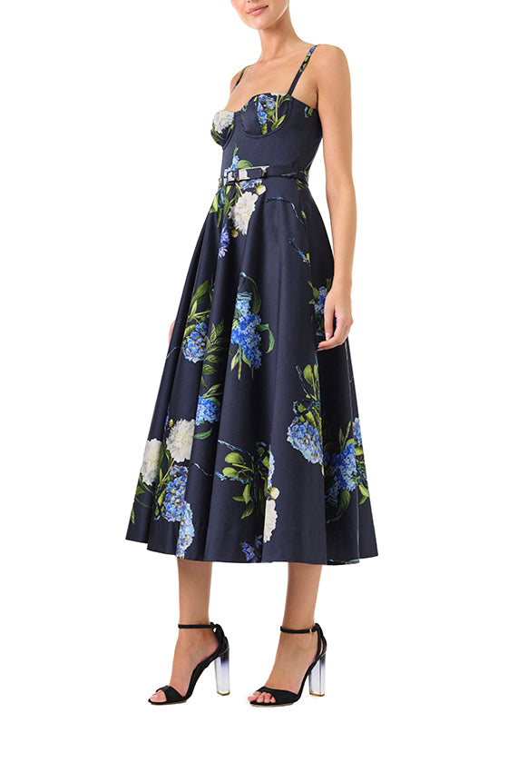 Corseted Floral Dress 4 / Night Sky Multi