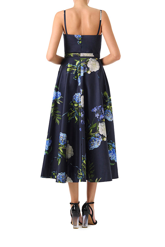 blue midi floral dress Corseted Floral Dress 4 / Night Sky Multi