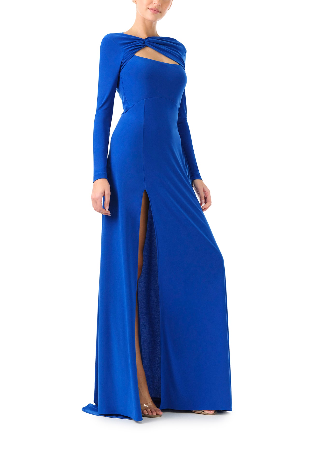 Long Sleeve Cobalt Jersey Gown Monique Lhuillier