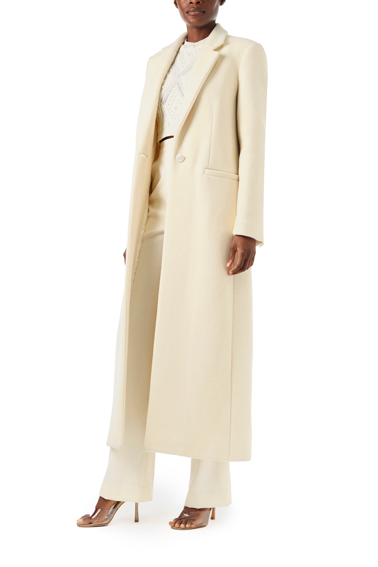 Long Creme Wool Coat 6 Creme Monique Lhuillier