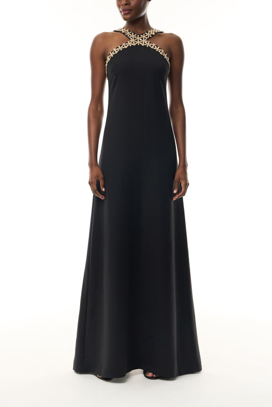 Noir Crystal Cut-Away Gown