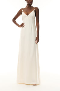 Pearl Strap Ivory A-Line Gown