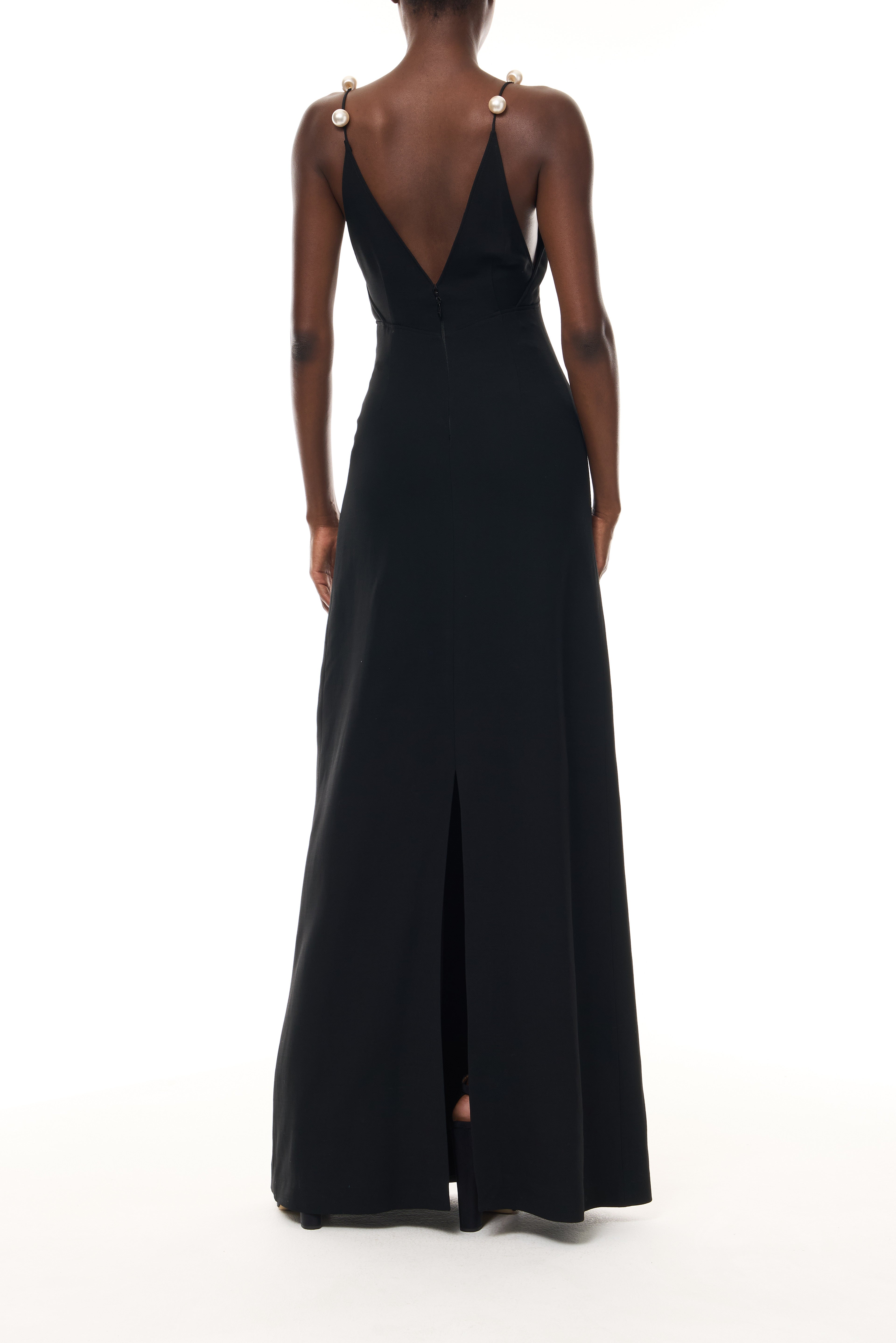 Pearl Strap Noir A-Line Gown – Monique Lhuillier