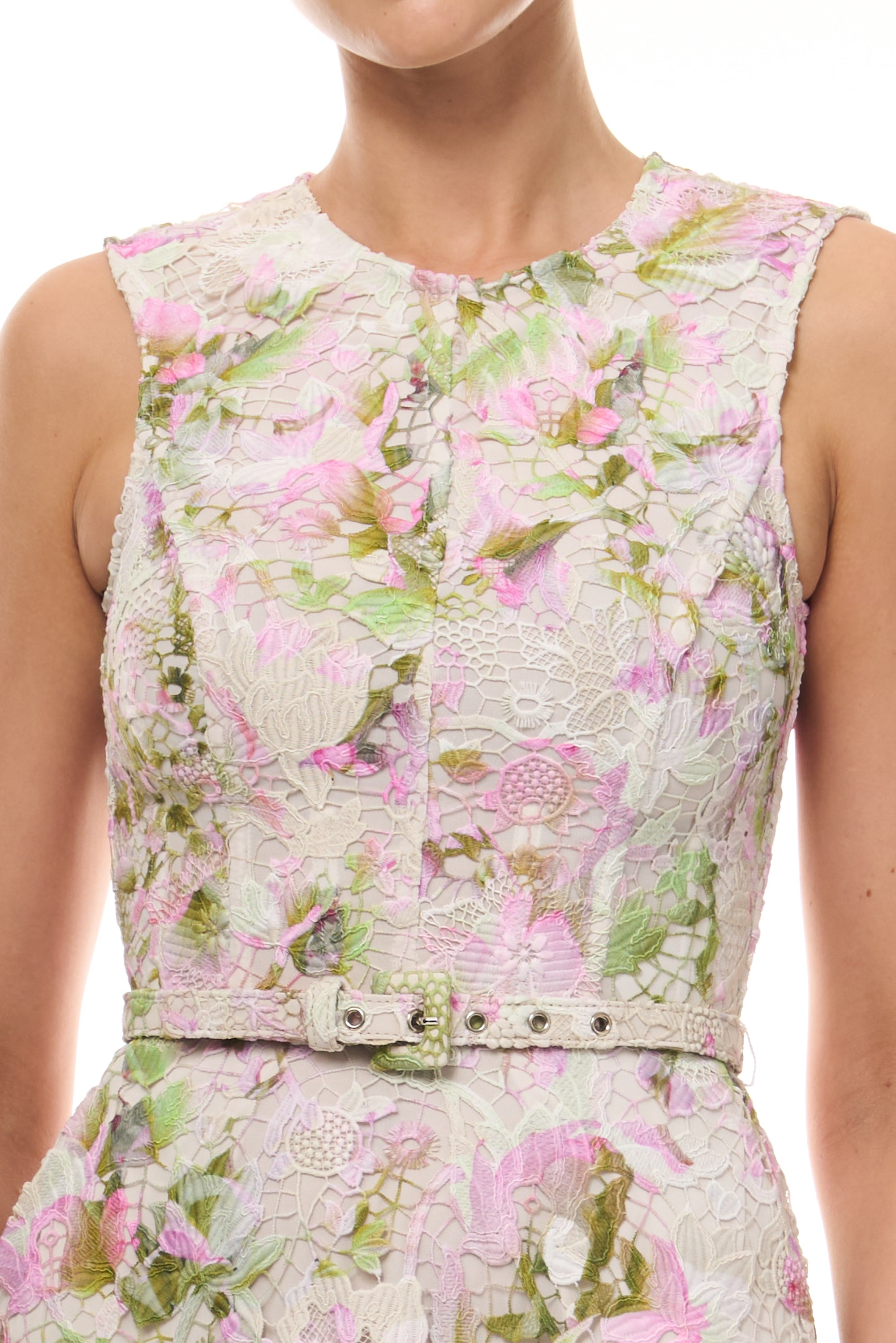 Printed Tulip Lace Dress Monique Lhuillier Printed Tulip Lace Dress Monique Lhuillier