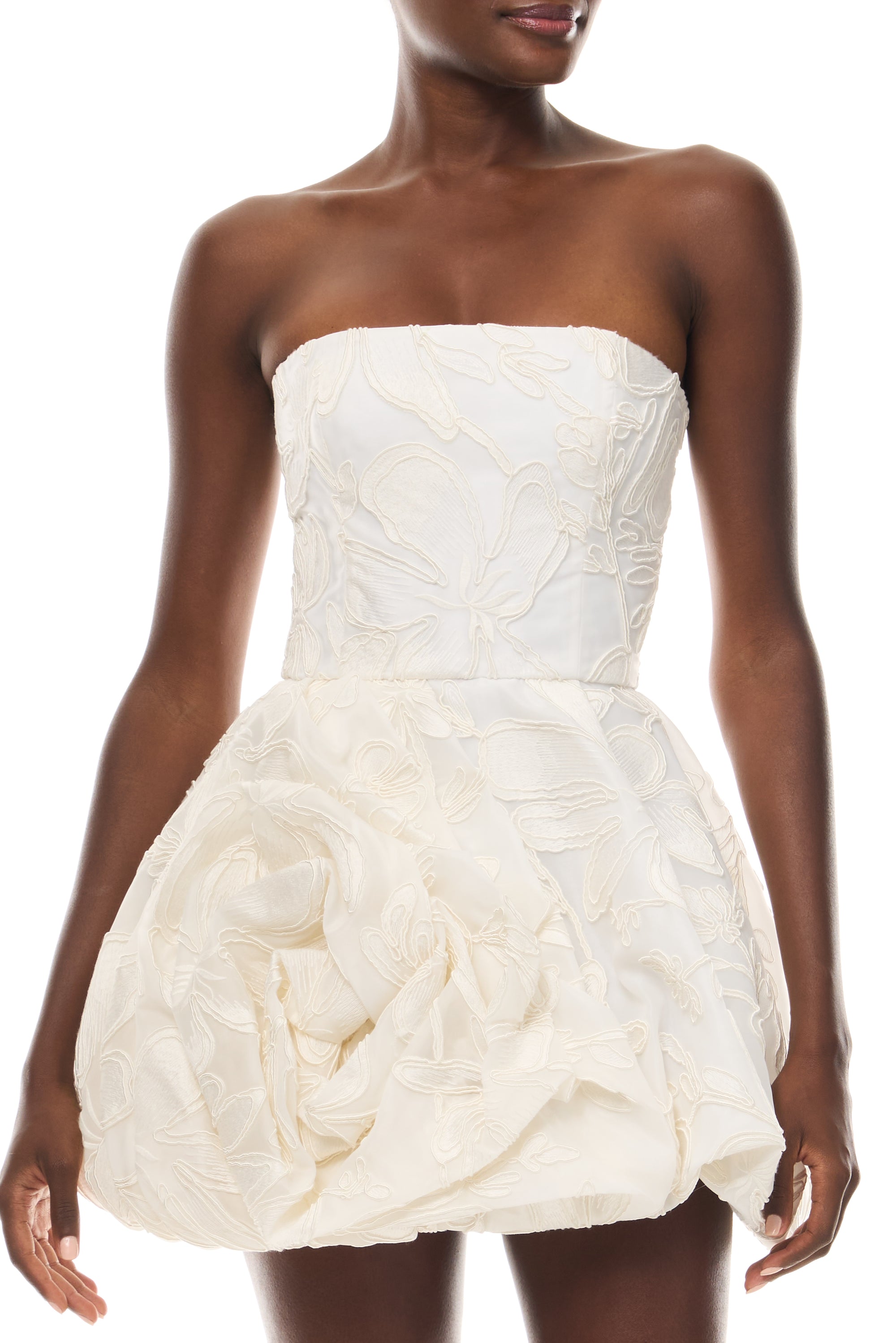 Rosette Bubble Skirt Mini Dress 6 / Silk White Rosette Bubble Skirt Mini Dress 6 / Silk White
