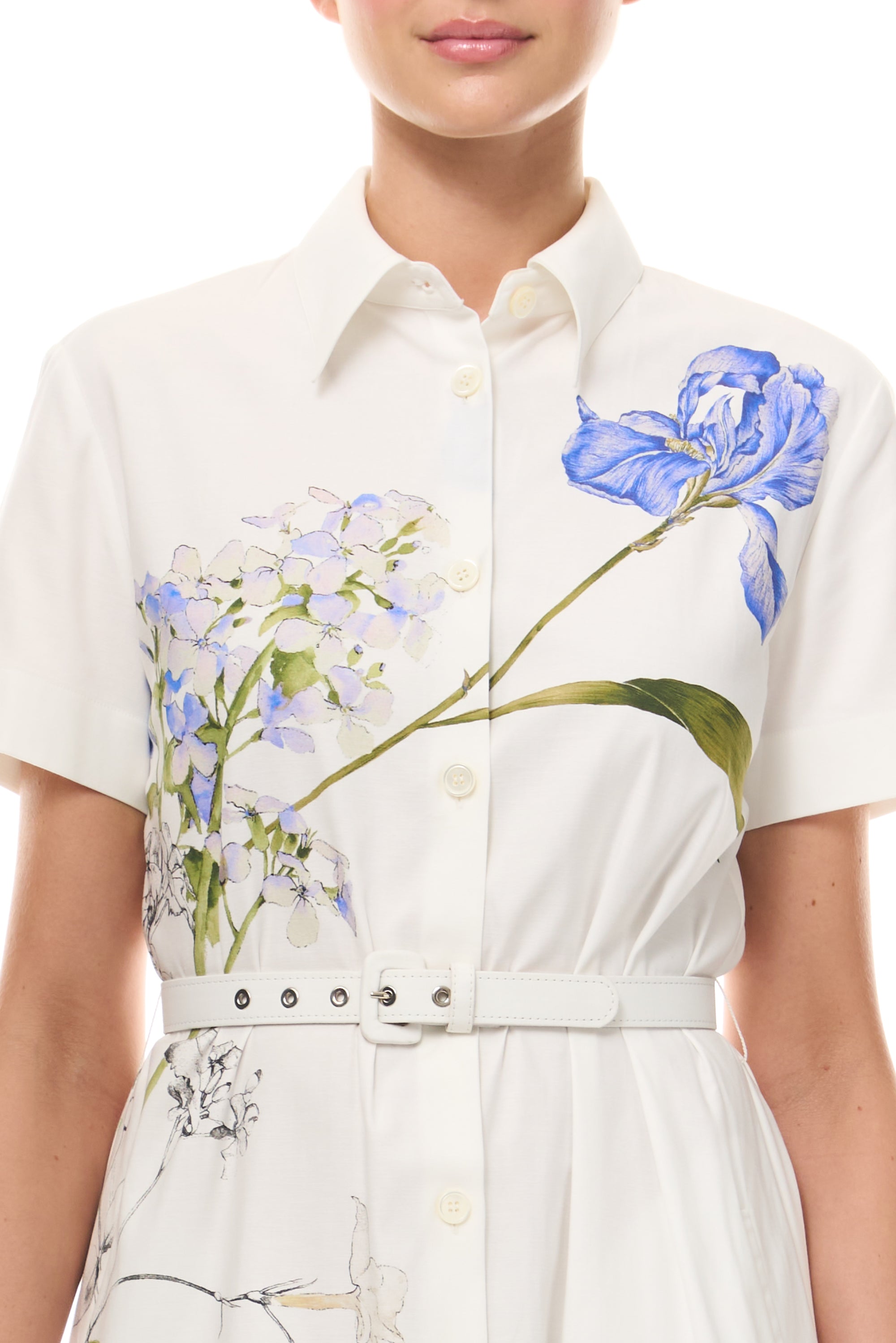 iris shirt dress Placed Black Iris Long Sleeve Cotton Shirtdress (Women)