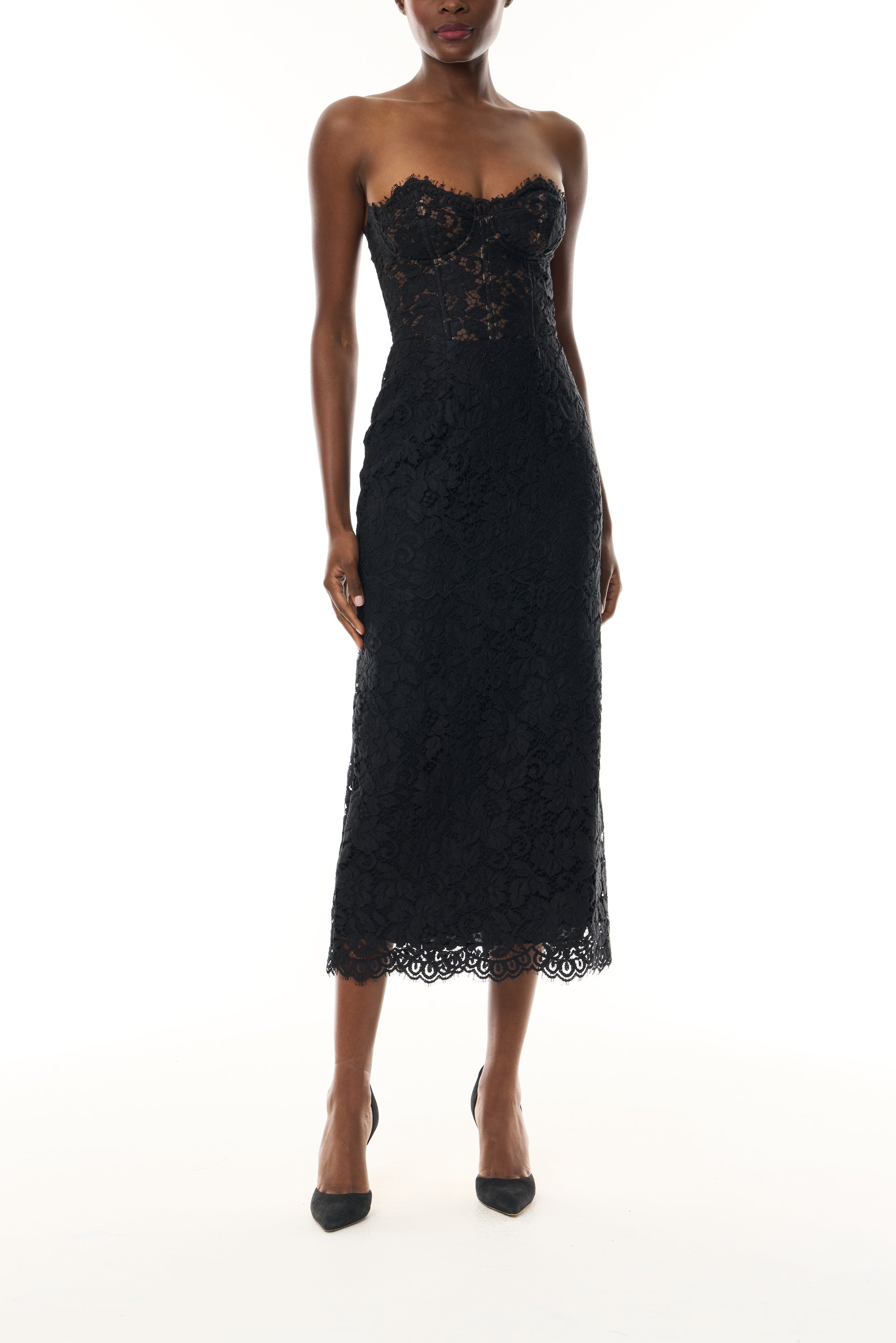 Corseted Lace Cocktail Dress – Monique Lhuillier Corseted Lace Cocktail Dress – Monique Lhuillier
